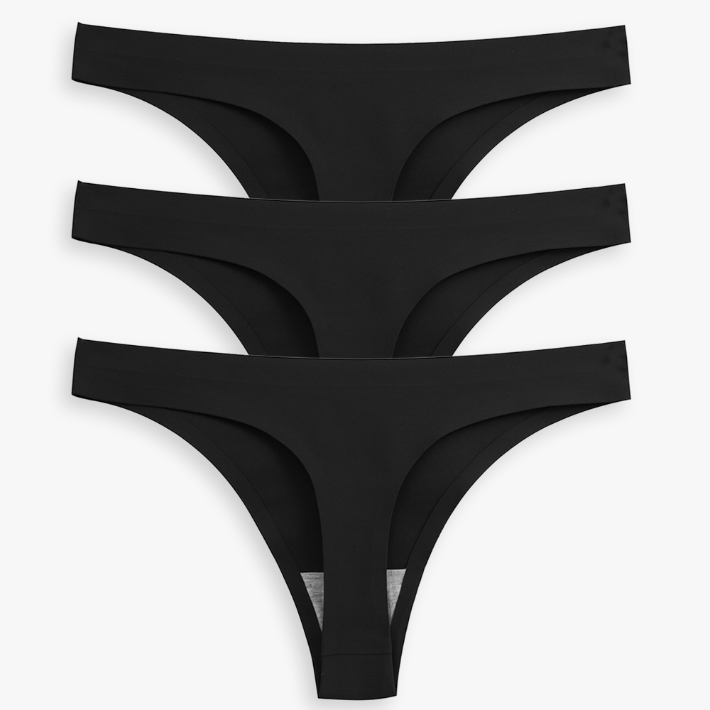 Breathable Seamless Low Rise Thong for Daily Wear Bundle - for Black - Available at Bella Bra