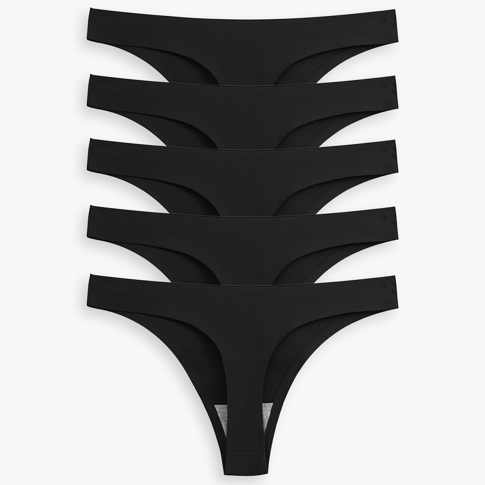 Breathable Seamless Low Rise Thong for Daily Wear Bundle - for Black - Available at Bella Bra