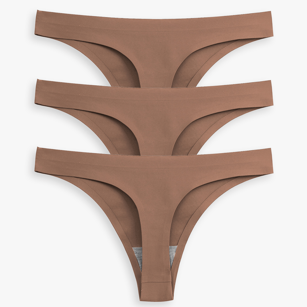 Breathable Seamless Low Rise Thong for Daily Wear Bundle - for Brown - Available at Bella Bra