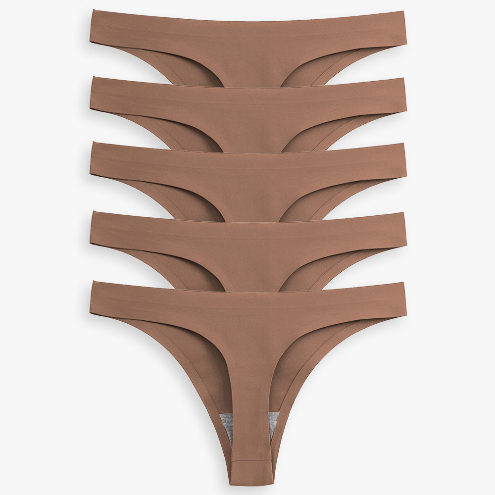 Breathable Seamless Low Rise Thong for Daily Wear Bundle - for Brown - Available at Bella Bra