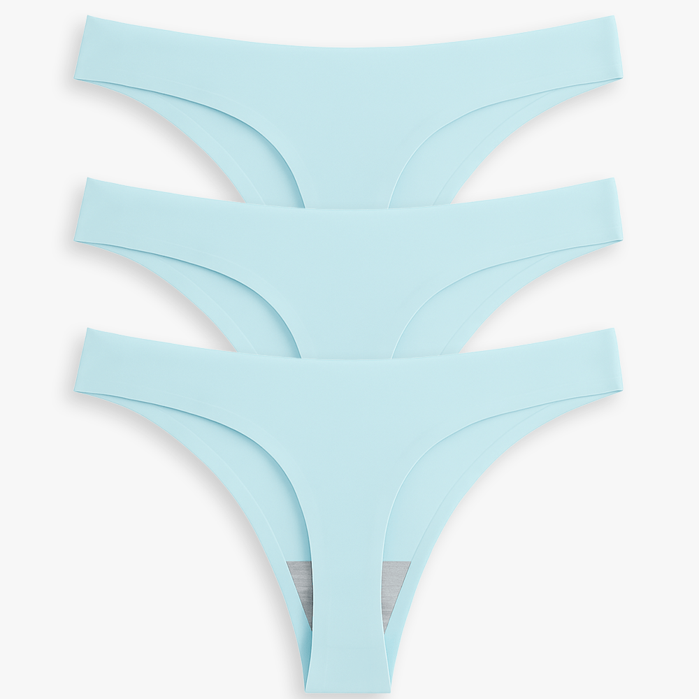 Breathable Seamless Low Rise Thong for Daily Wear Bundle - for Light Blue - Available at Bella Bra