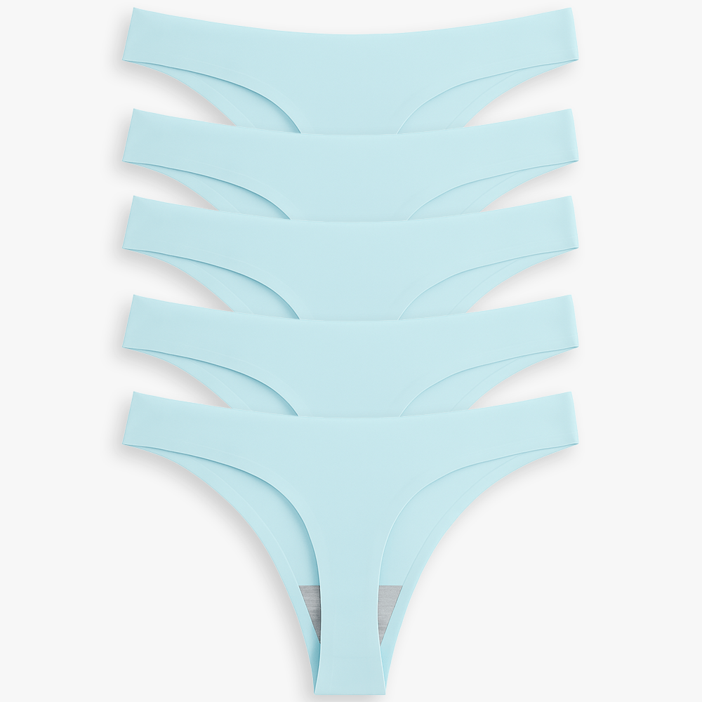 Breathable Seamless Low Rise Thong for Daily Wear Bundle - for Light Blue - Available at Bella Bra