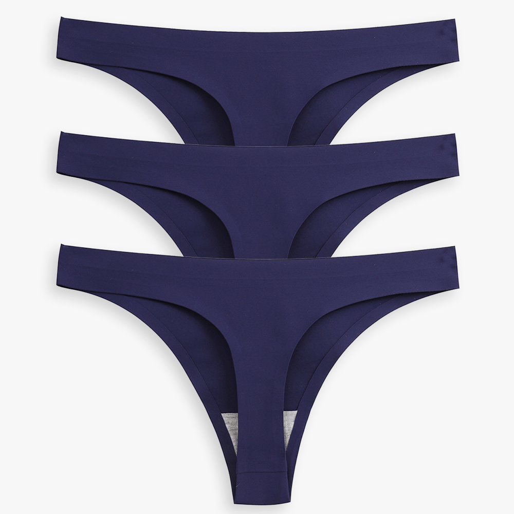 Breathable Seamless Low Rise Thong for Daily Wear Bundle - for Navy - Available at Bella Bra