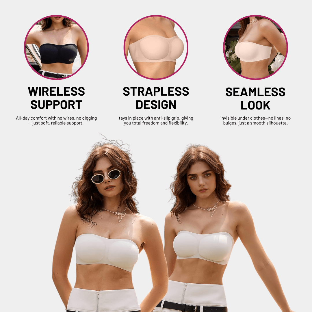 Convertible Wireless Push - Up Bra | Strapless & Adjustable - for Black - Available at Bella Bra