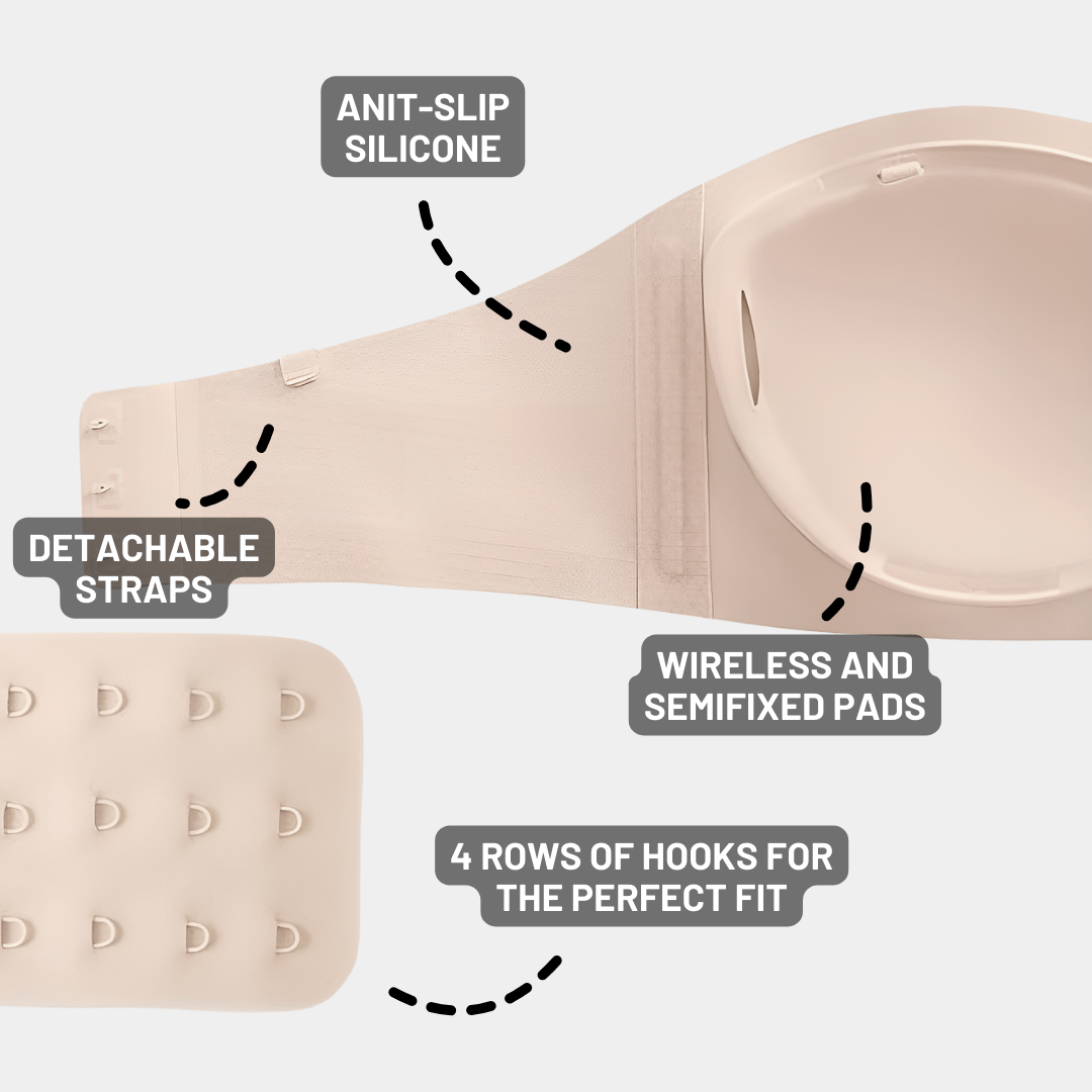 Convertible Wireless Push - Up Bra | Strapless & Adjustable - for Black - Available at Bella Bra