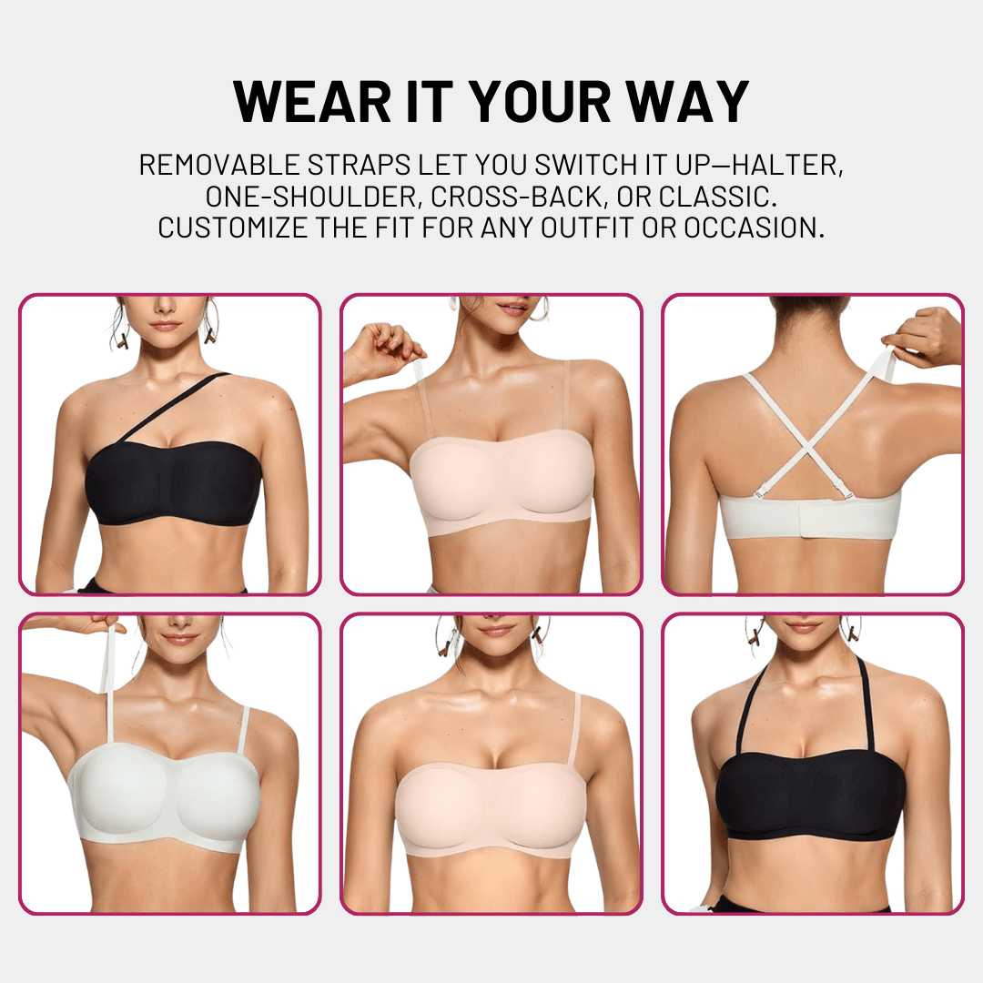 Convertible Wireless Push - Up Bra | Strapless & Adjustable - for Black - Available at Bella Bra