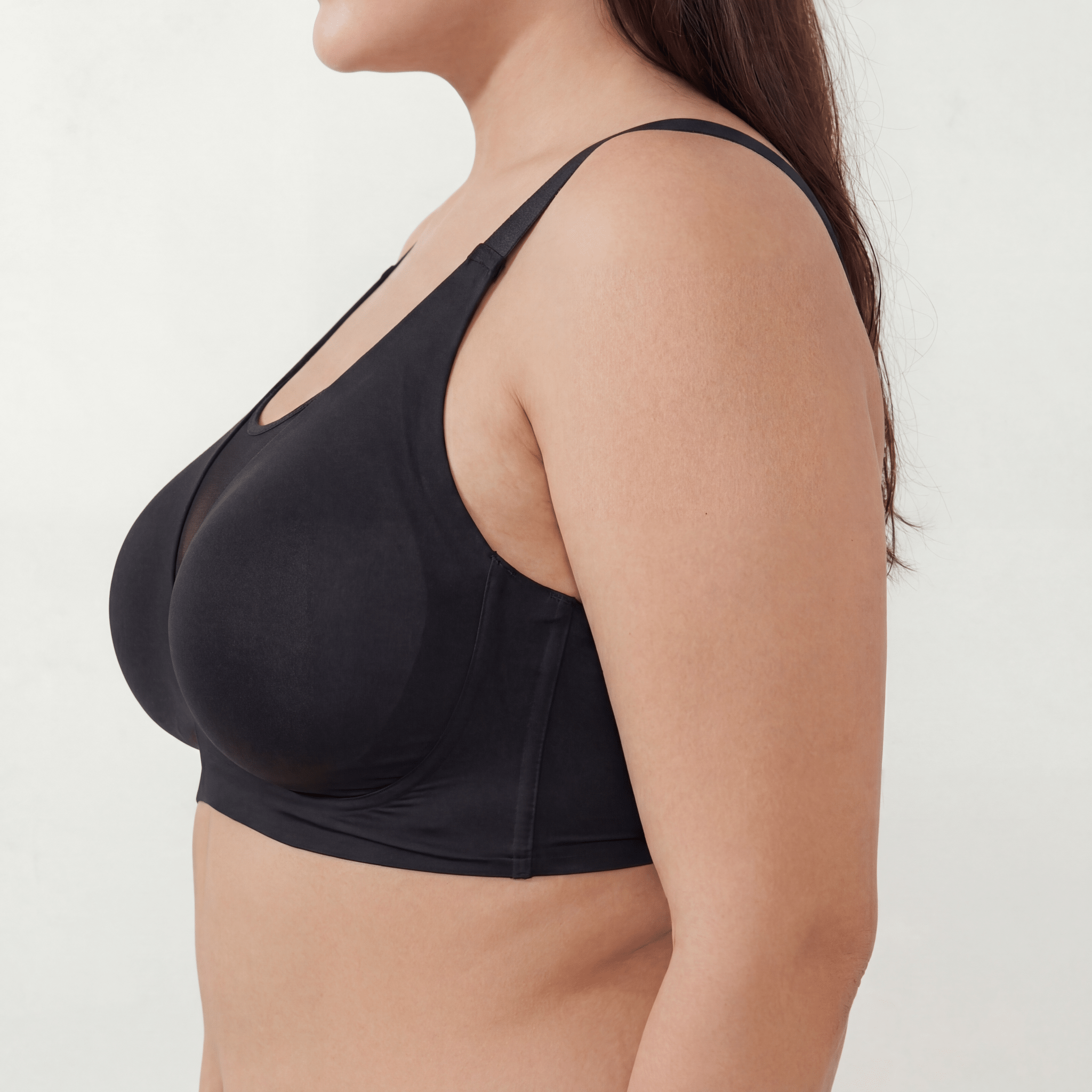 Deep V Mesh Full Coverage Bra - Bra for Black - Available at Bella Bra