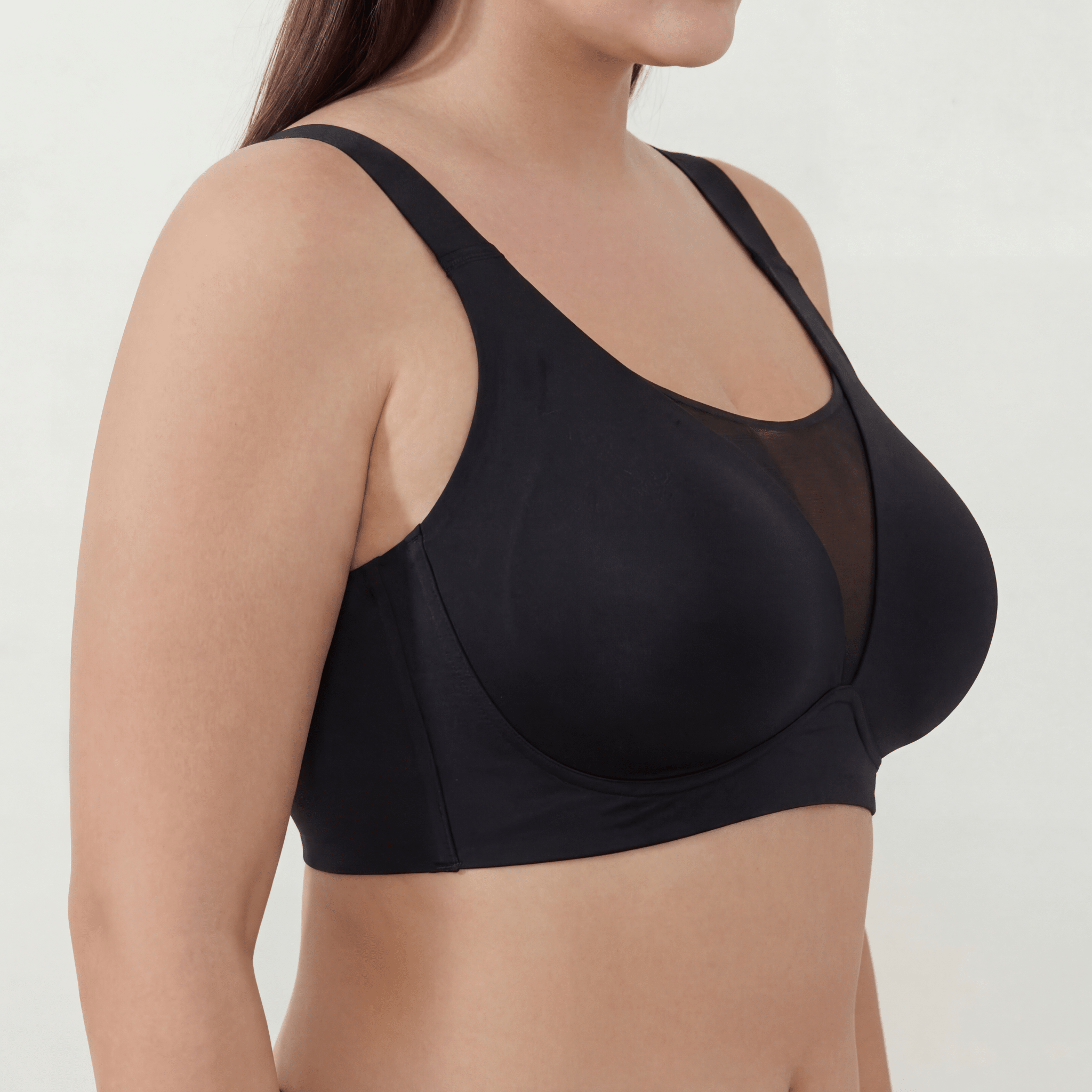 Deep V Mesh Full Coverage Bra - Bra for Black - Available at Bella Bra