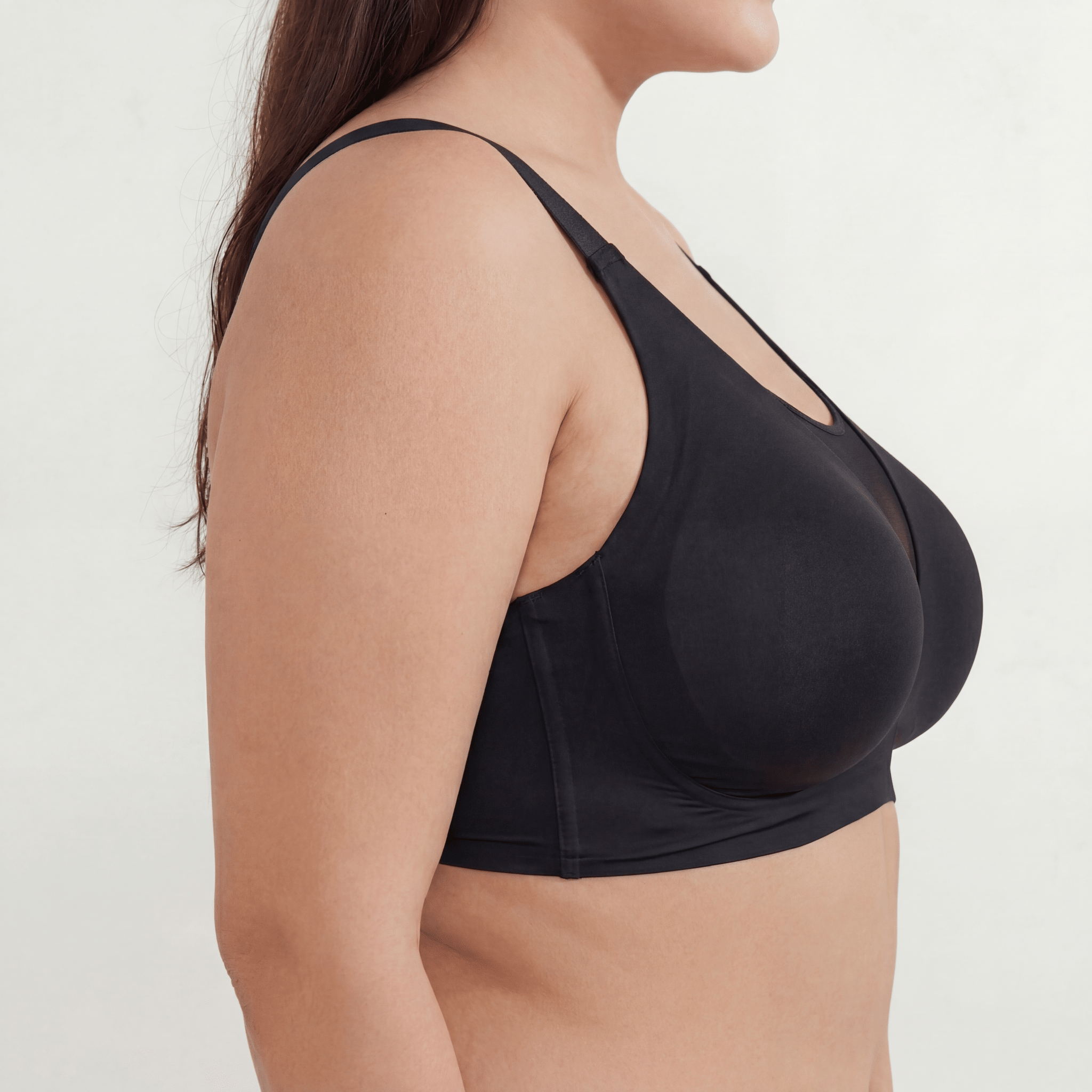 Deep V Mesh Full Coverage Bra - Bra for Black - Available at Bella Bra