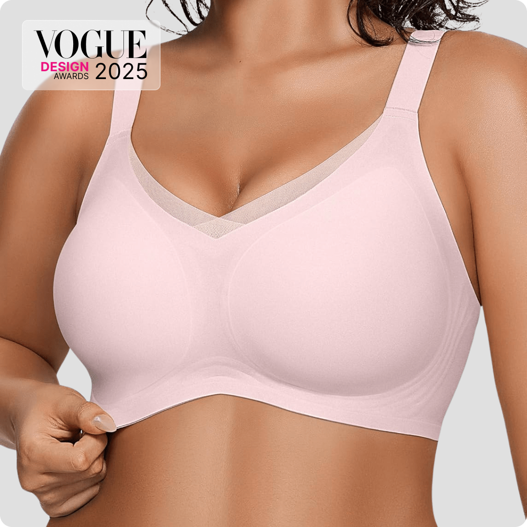Wireless V-Neck Crossover Mesh Support Bra