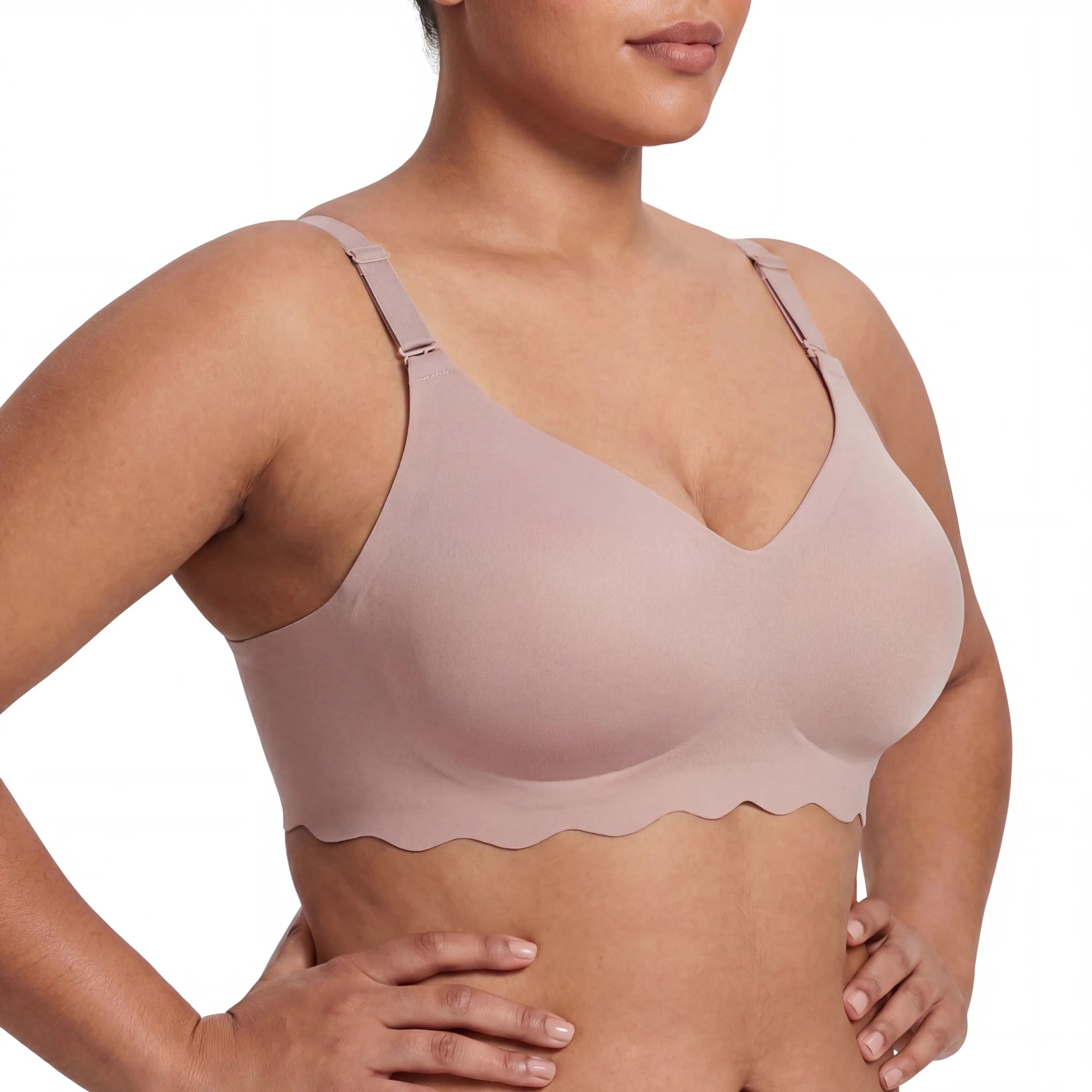 Scalloped Band Comfort Bra - Bra for Grey - Available at Bella Bra