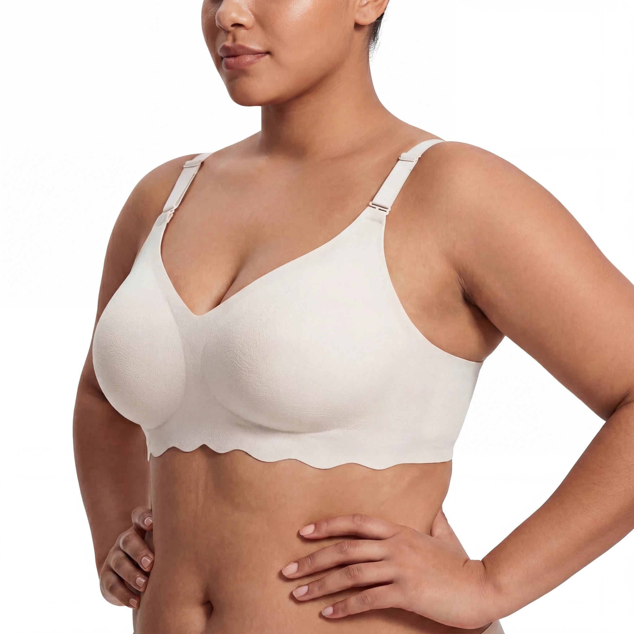 Scalloped Band Comfort Bra - Bra for White - Available at Bella Bra
