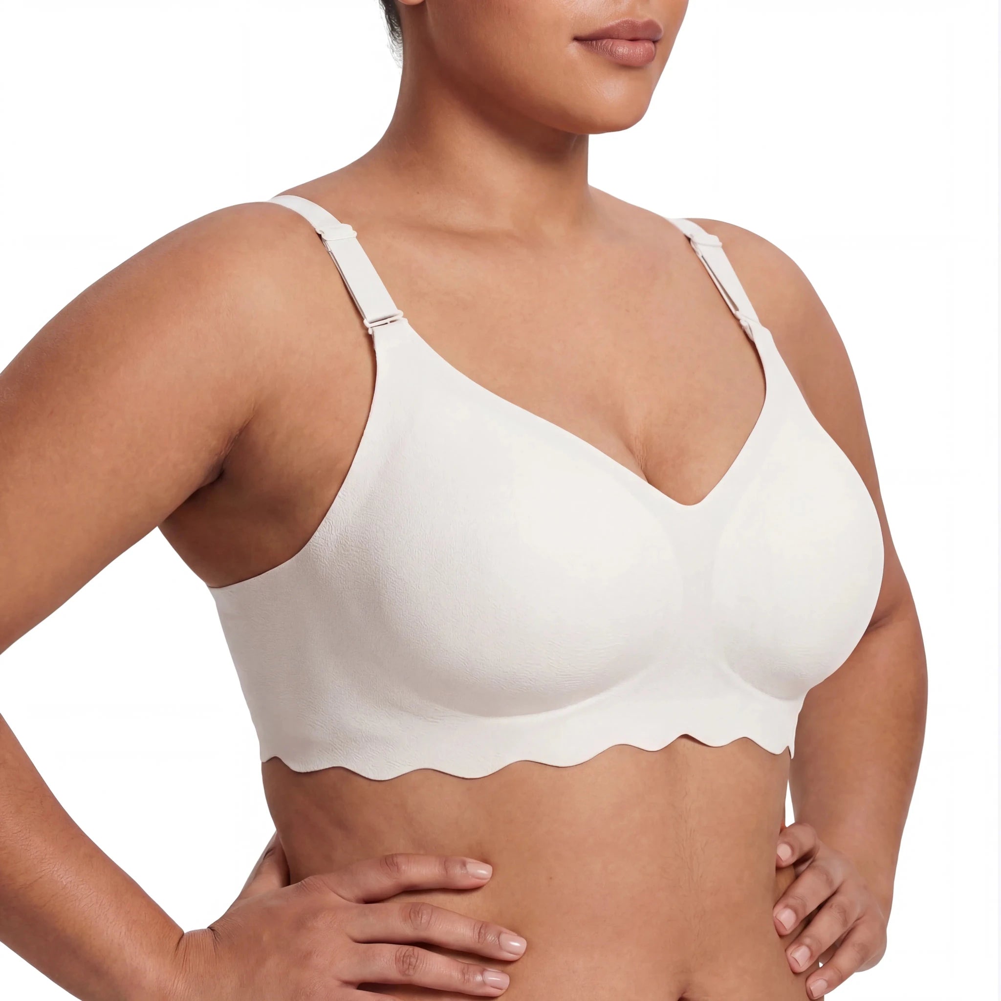 Scalloped Band Comfort Bra - Bra for White - Available at Bella Bra