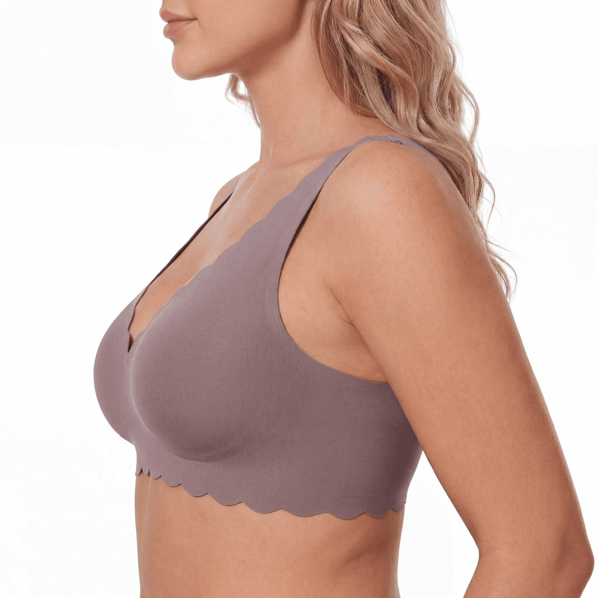 Scalloped Edge Plunge Bra - Bra for Grey - Available at Bella Bra