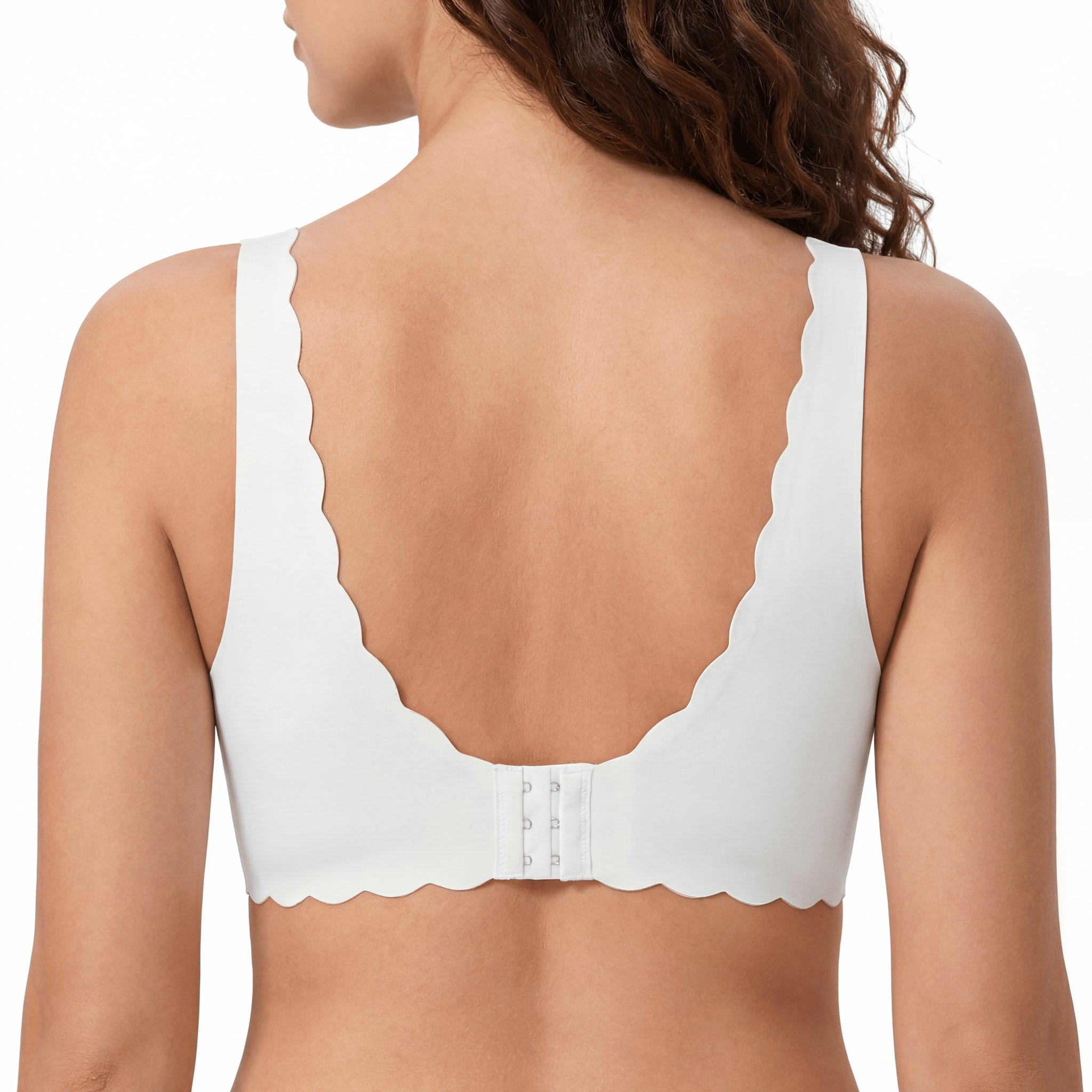 Scalloped Edge Plunge Bra - Bra for White - Available at Bella Bra