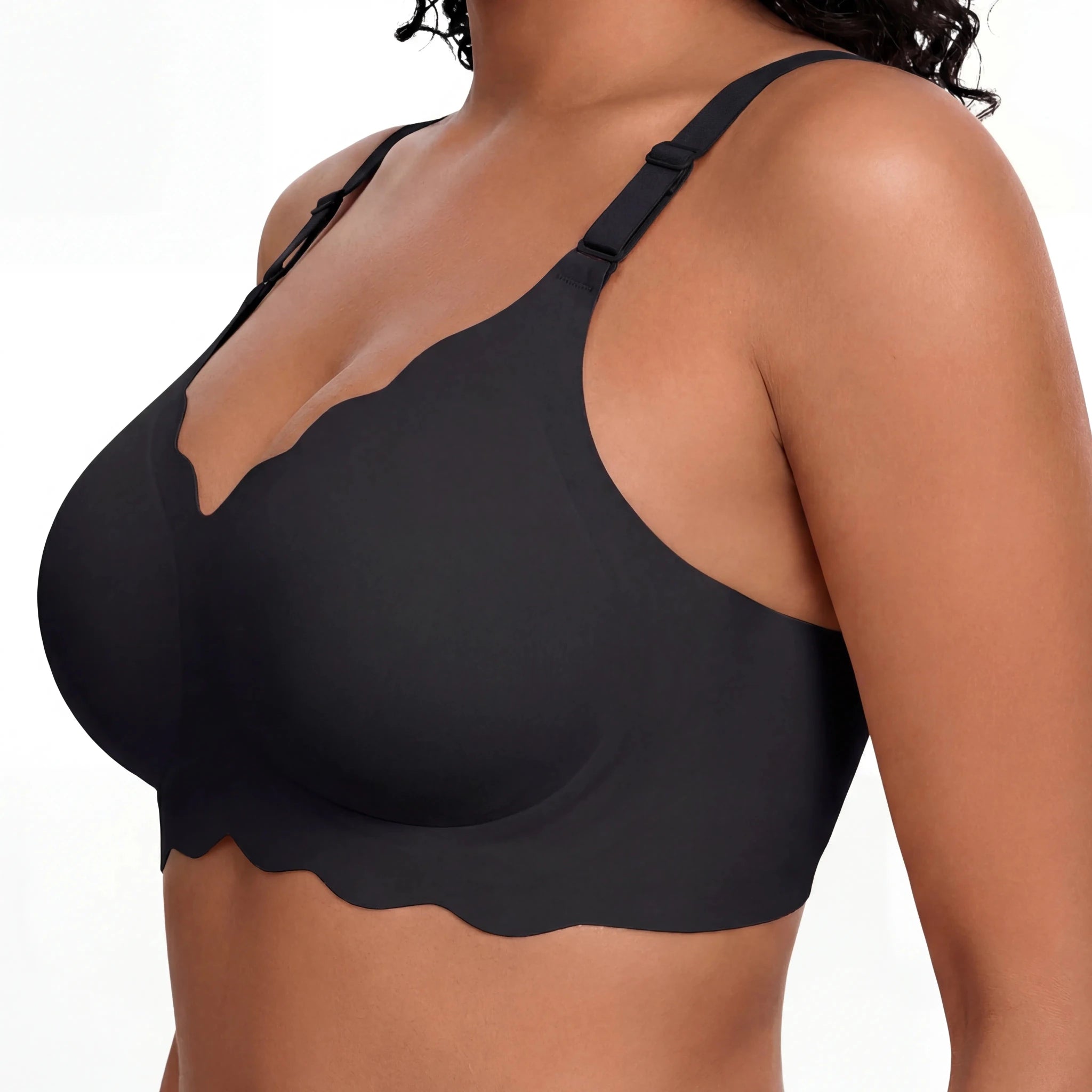 Scalloped Full Coverage Bra - Bra for Black - Available at Bella Bra