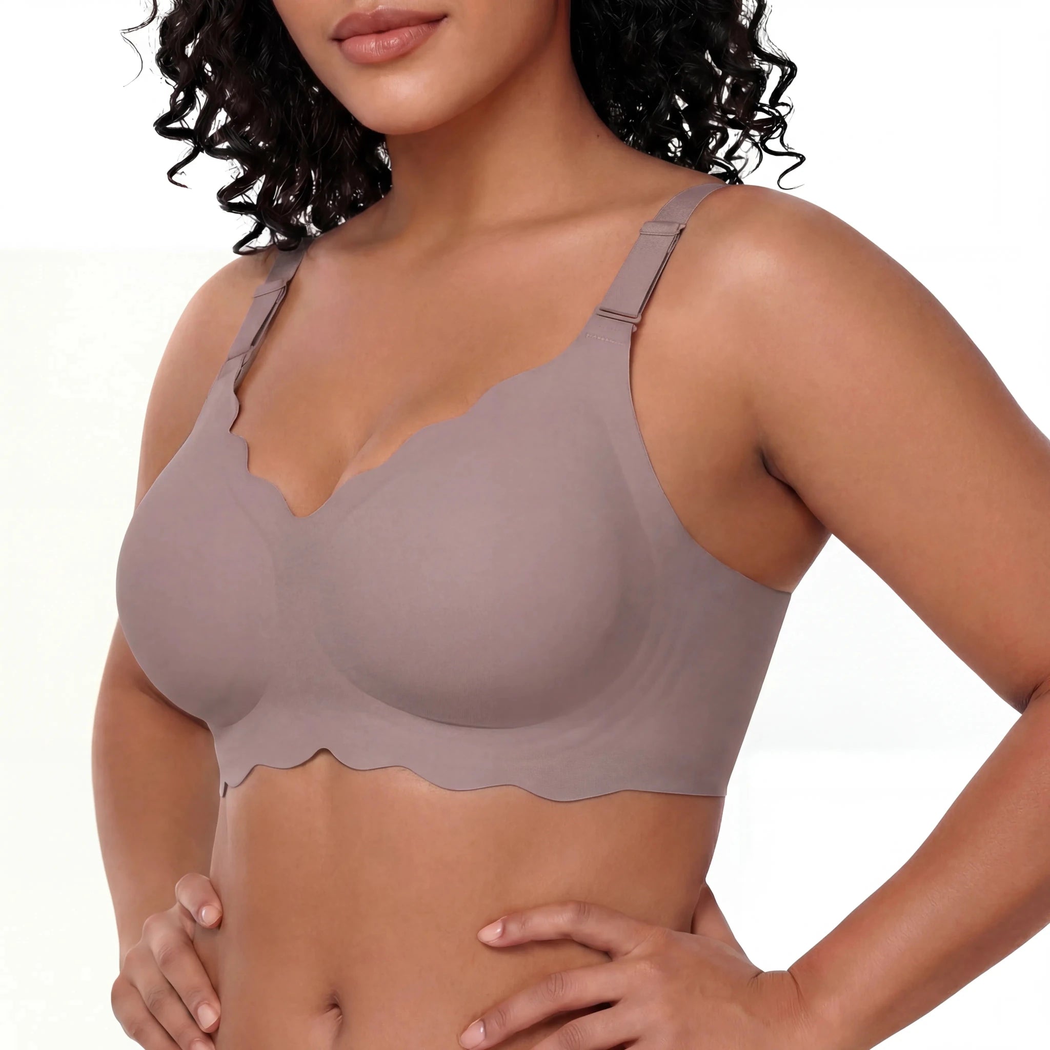 Scalloped Full Coverage Bra - Bra for Grey - Available at Bella Bra