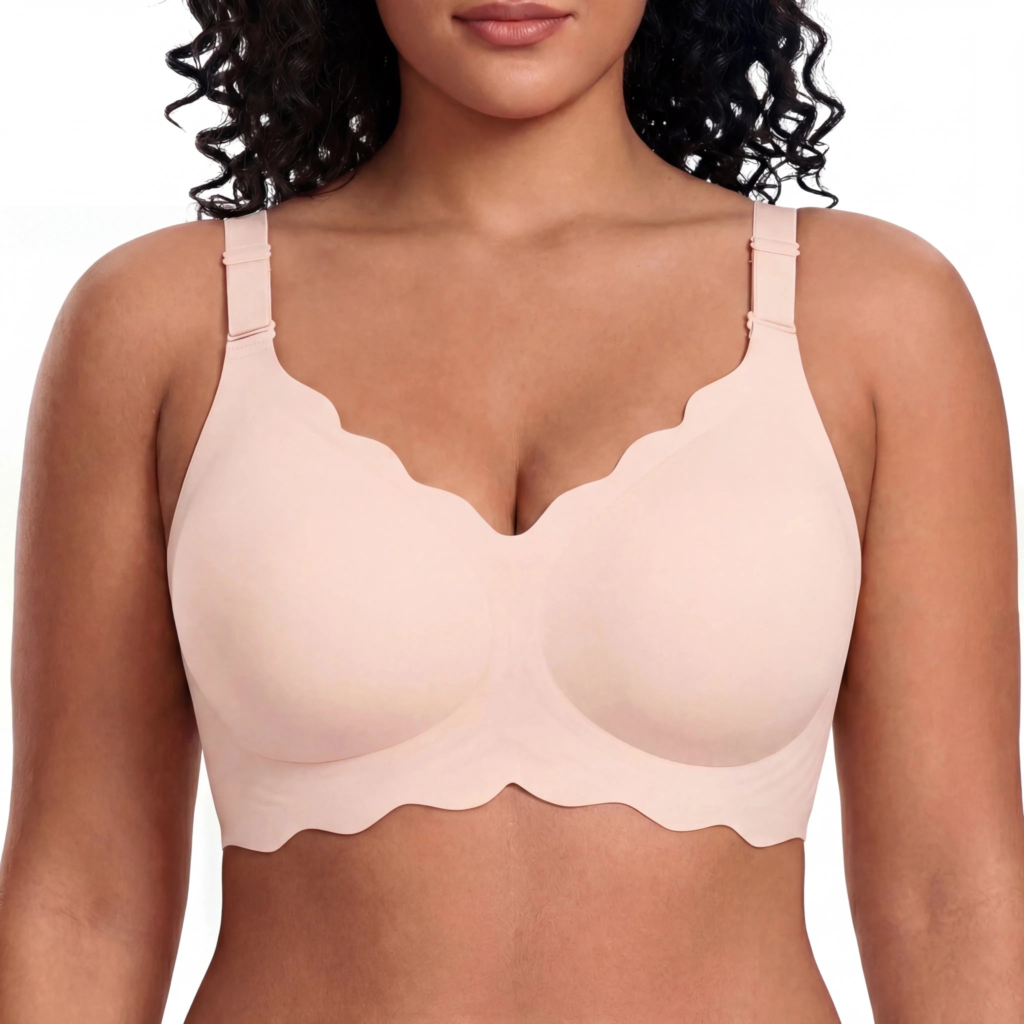 Scalloped Full Coverage Bra - Bra for White - Available at Bella Bra