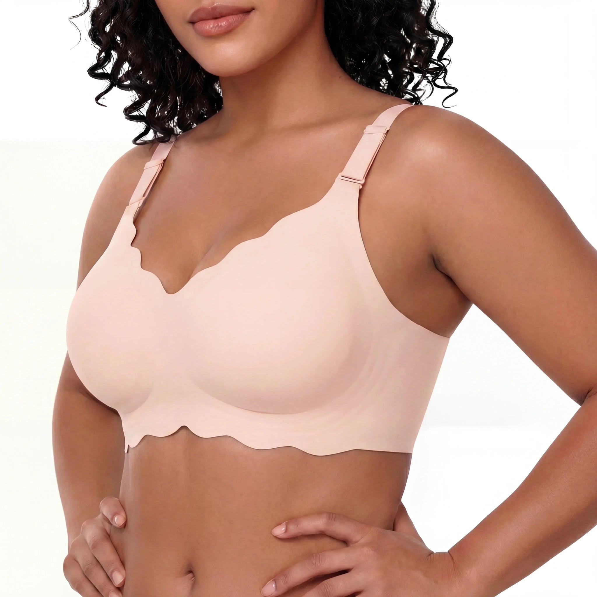 Scalloped Full Coverage Bra - Bra for White - Available at Bella Bra