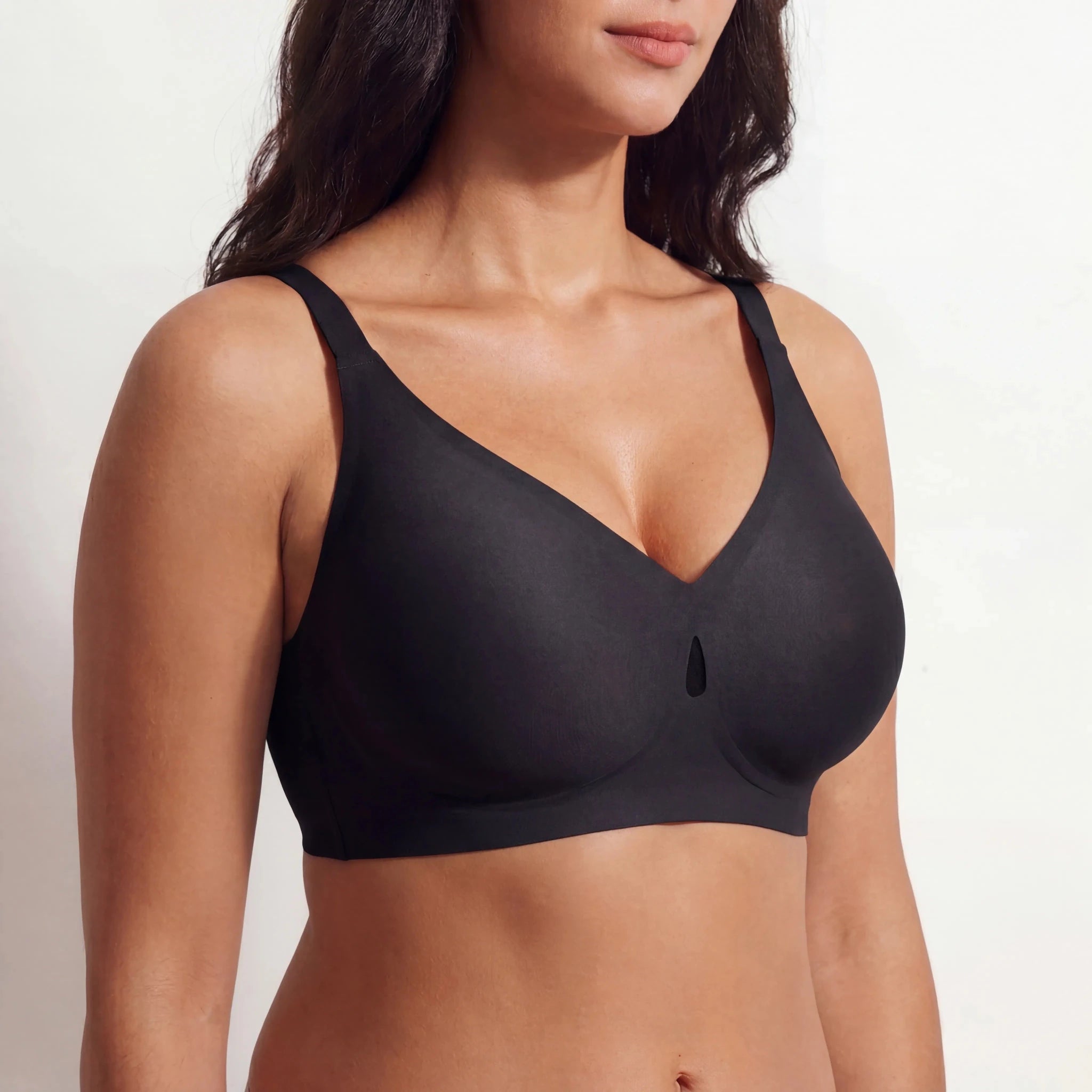 V - Neck Breathable Comfort Bra - Bra for Black - Available at Bella Bra