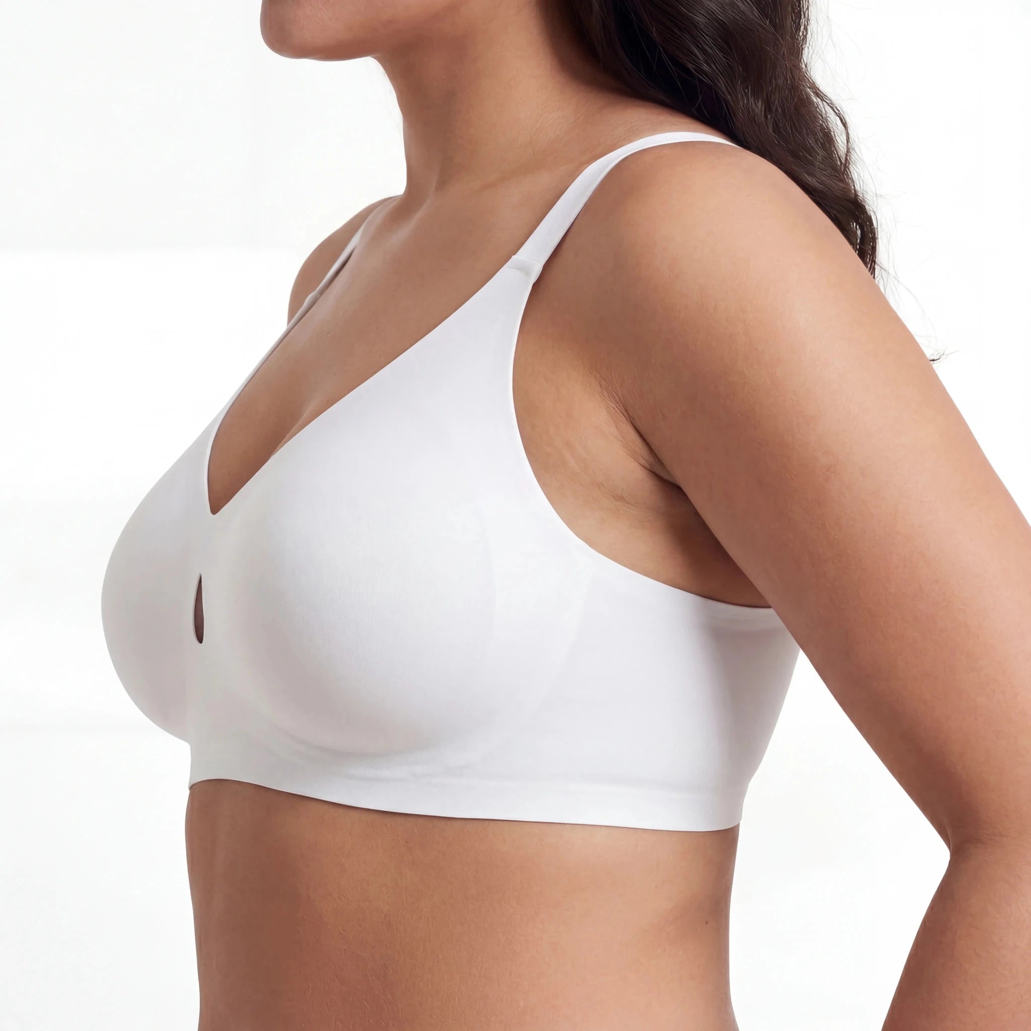 V - Neck Breathable Comfort Bra - Bra for White - Available at Bella Bra