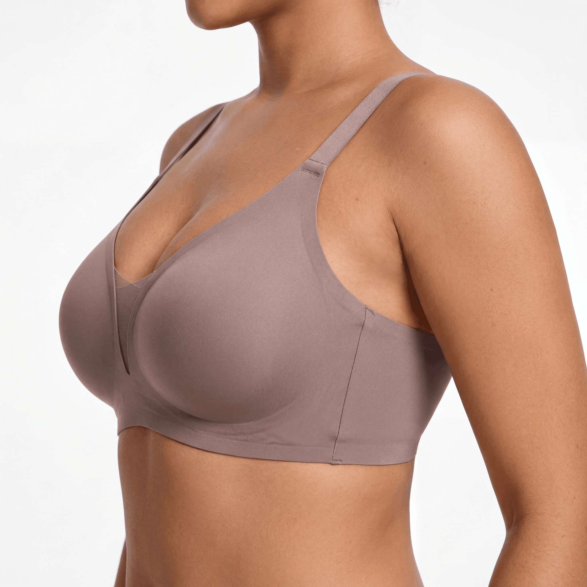 V - Neck Mesh Detail Bra - Bra for Coffee - Available at Bella Bra