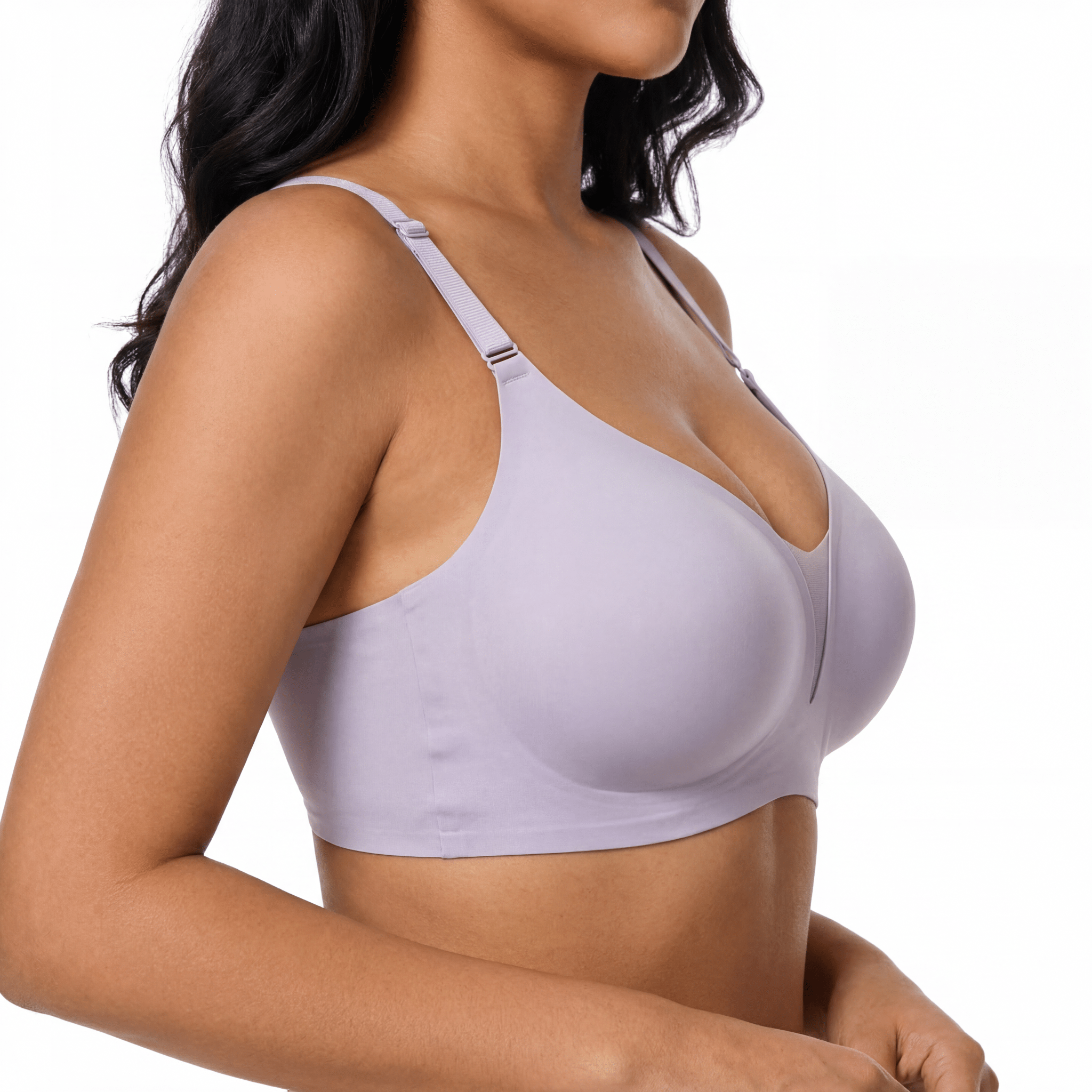 V - Neck Mesh Detail Bra - Bra for Lavender - Available at Bella Bra
