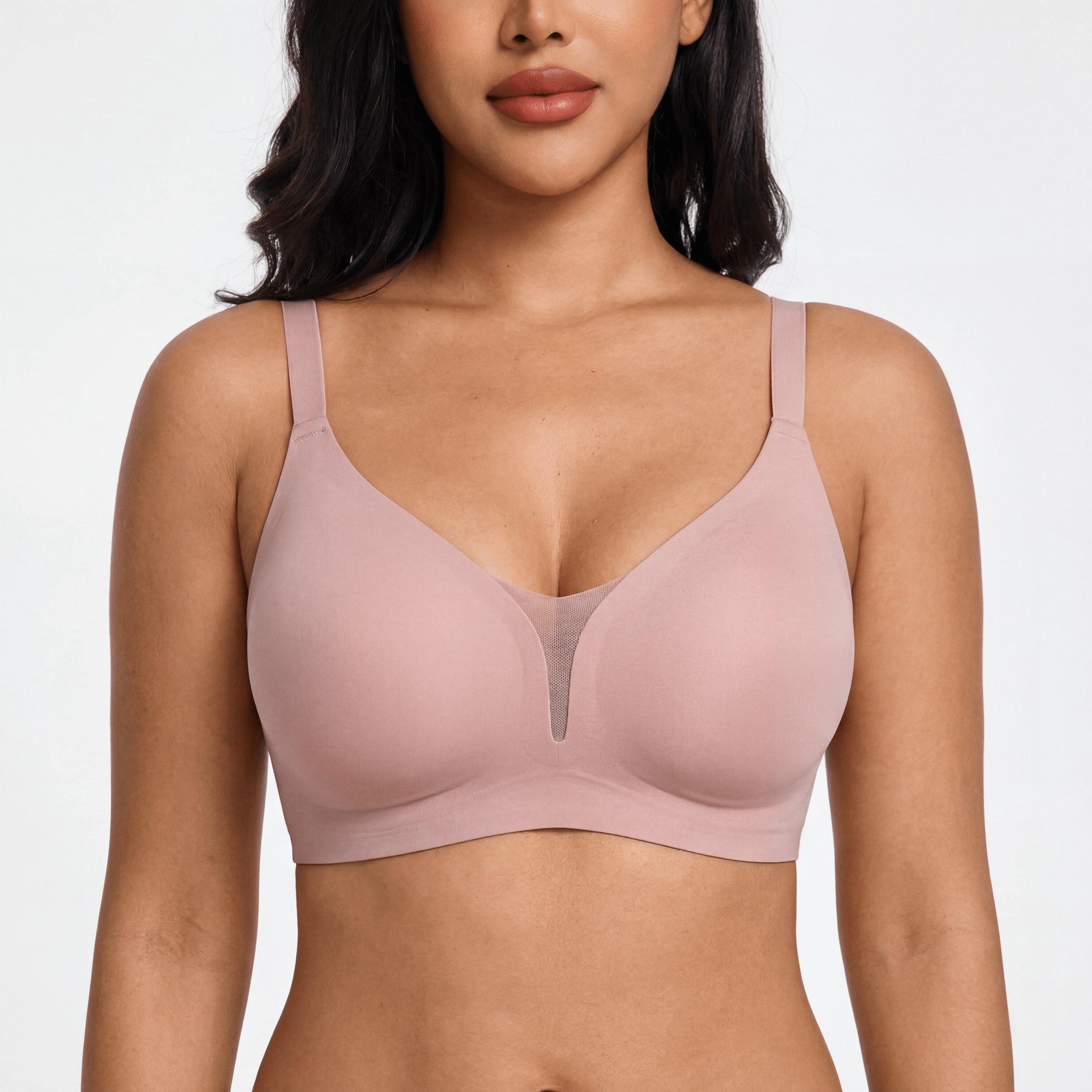 V - Neck Mesh Detail Bra - Bra for Pink - Available at Bella Bra