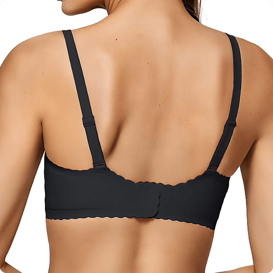 Wireless Deep V - Neck Mesh Push Up Bra - for Black - Available at Bella Bra