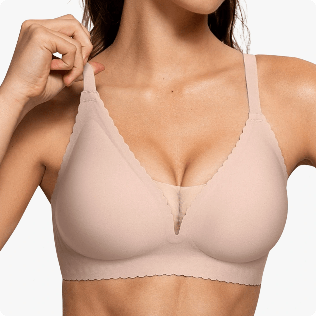 Wireless Deep V - Neck Mesh Push Up Bra - for Nude - Available at Bella Bra