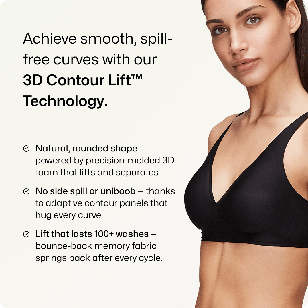 Wireless Deep V Seamless Every Day Bra - for Black - Available at Bella Bra