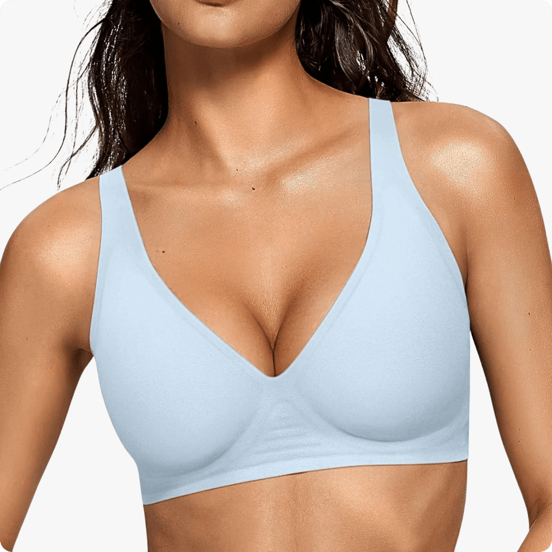 Wireless Deep V Seamless Every Day Bra - for Blue - Available at Bella Bra