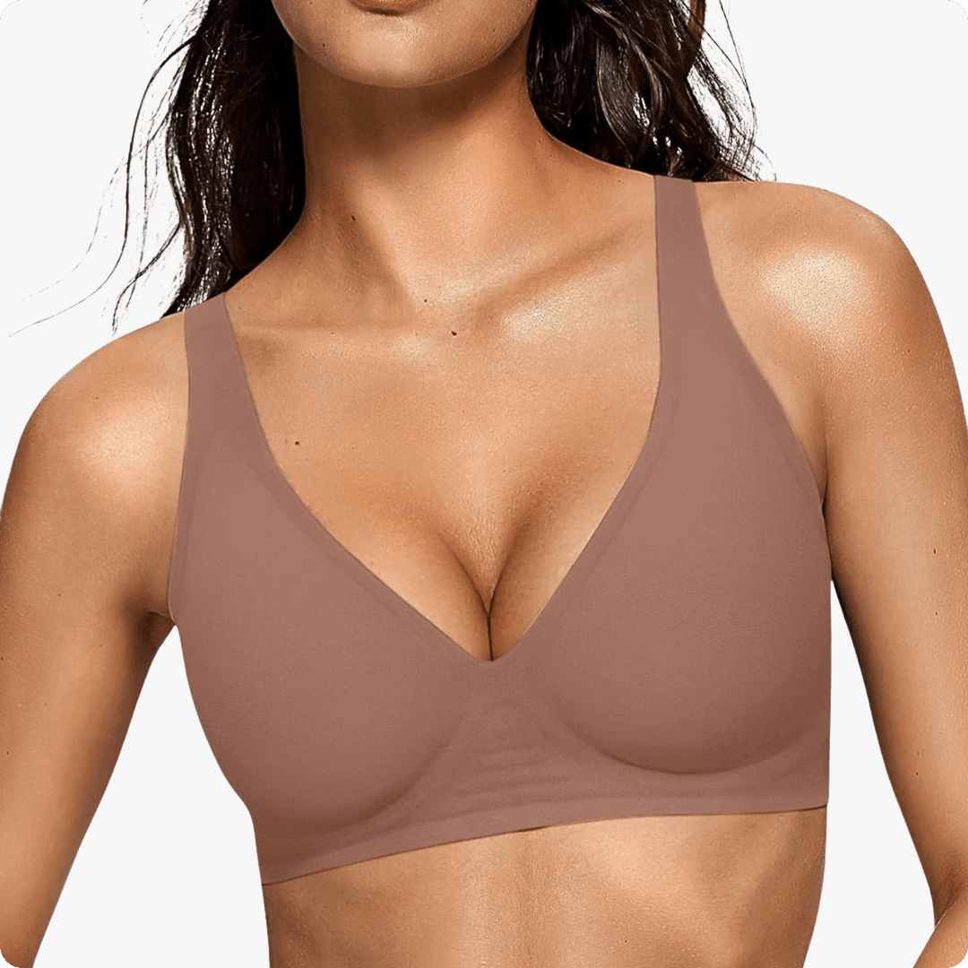 Wireless Deep V Seamless Every Day Bra - for Brown - Available at Bella Bra