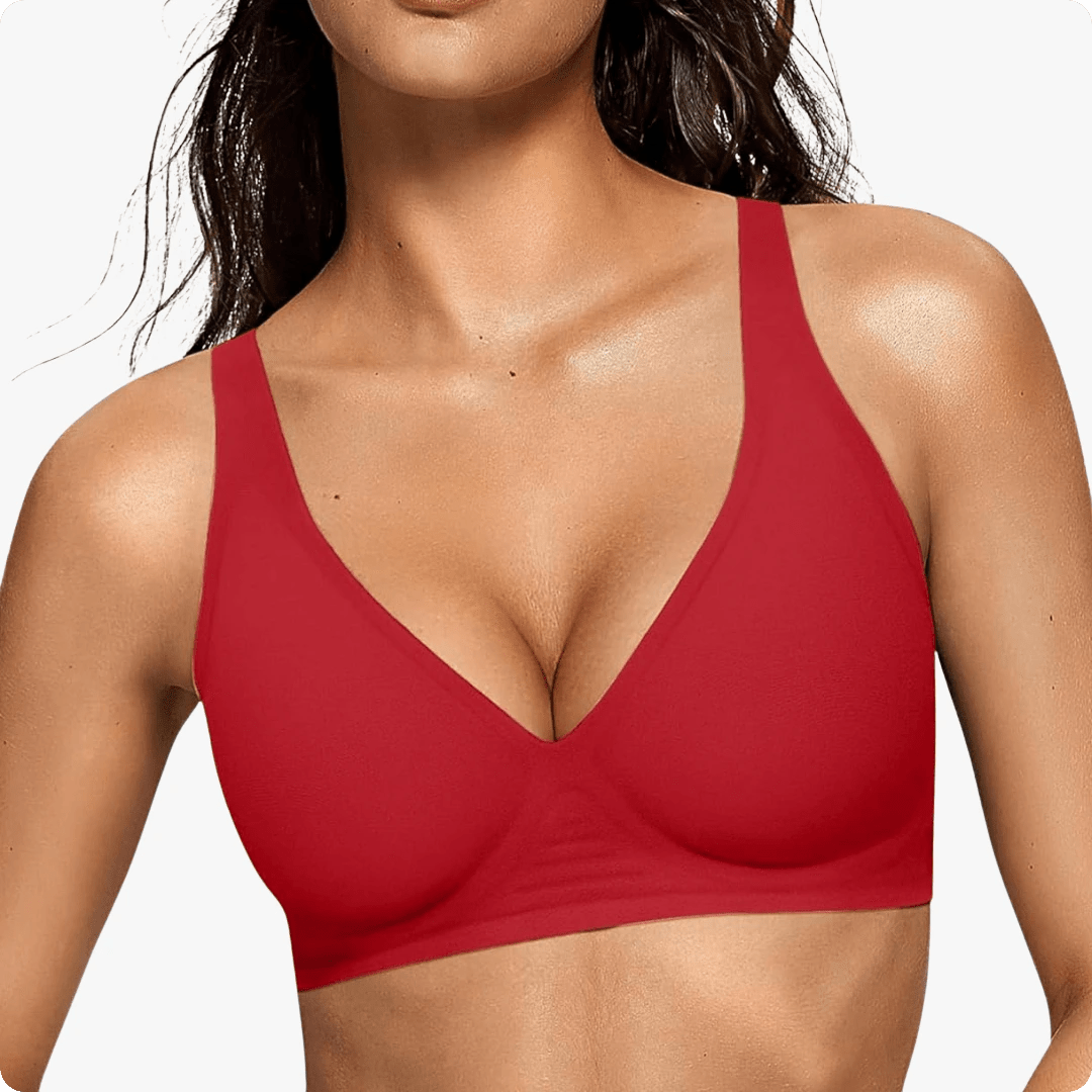 Wireless Deep V Seamless Every Day Bra - for Red - Available at Bella Bra