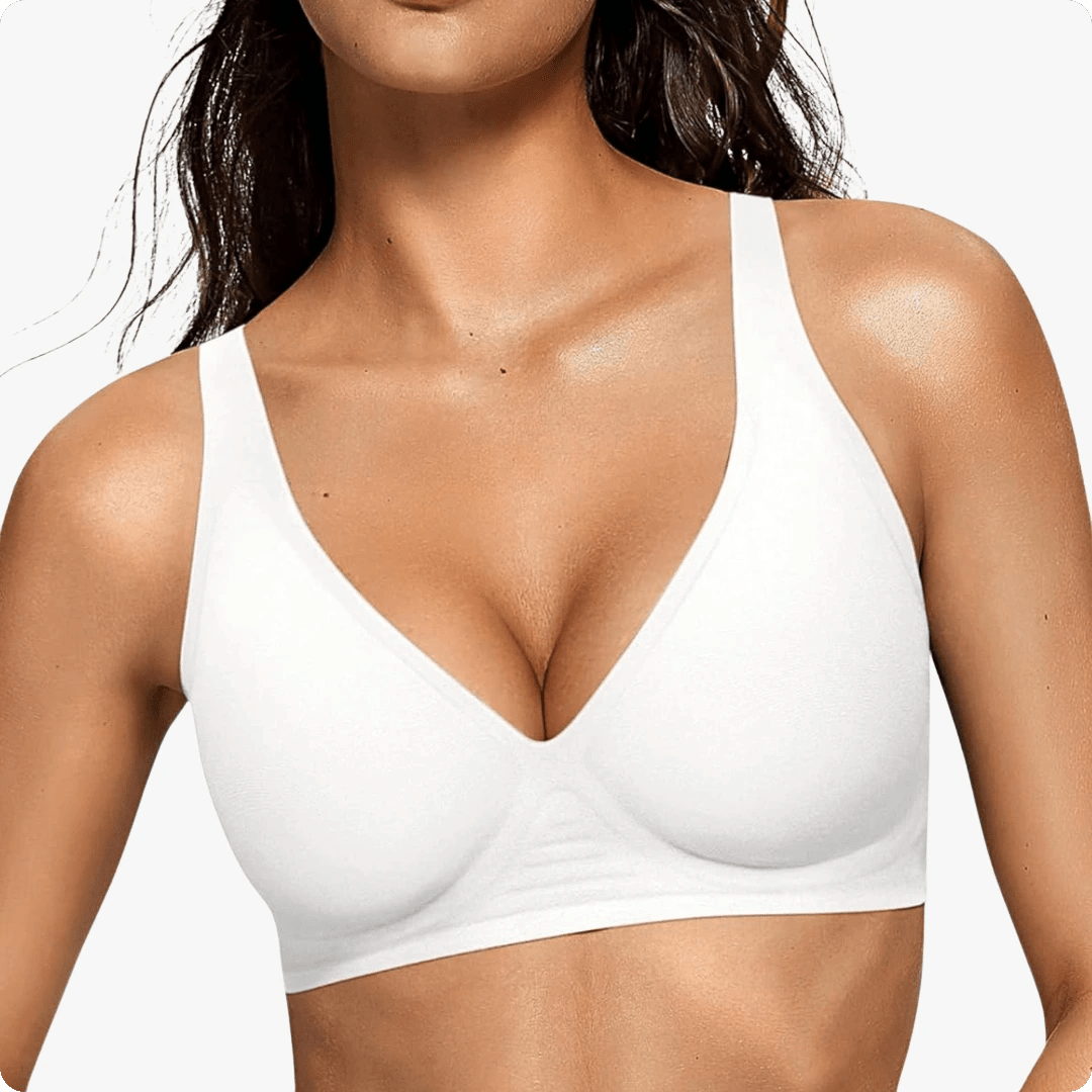 Wireless Deep V Seamless Every Day Bra - for White - Available at Bella Bra