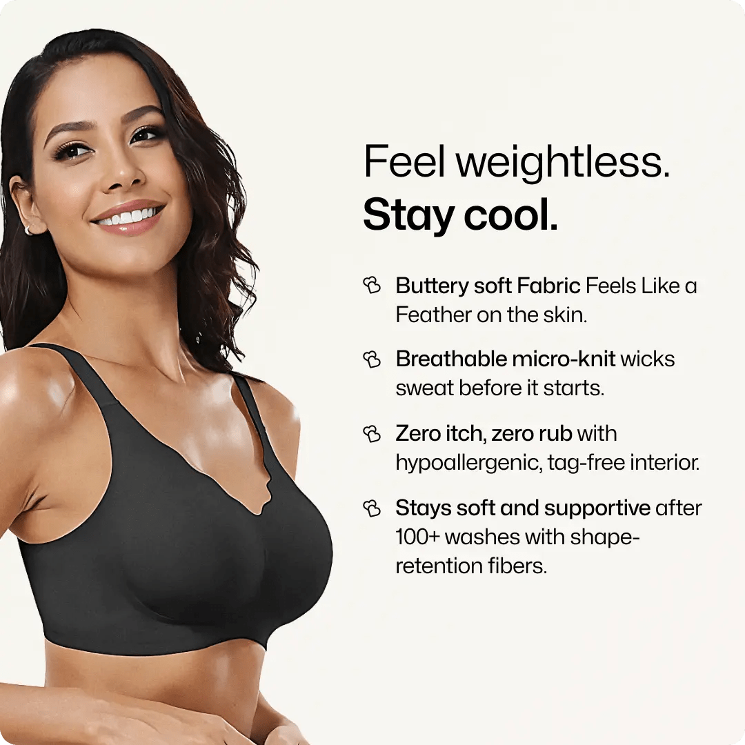 Wireless Scalloped Neckline Push Up Bra - for Black - Available at Bella Bra