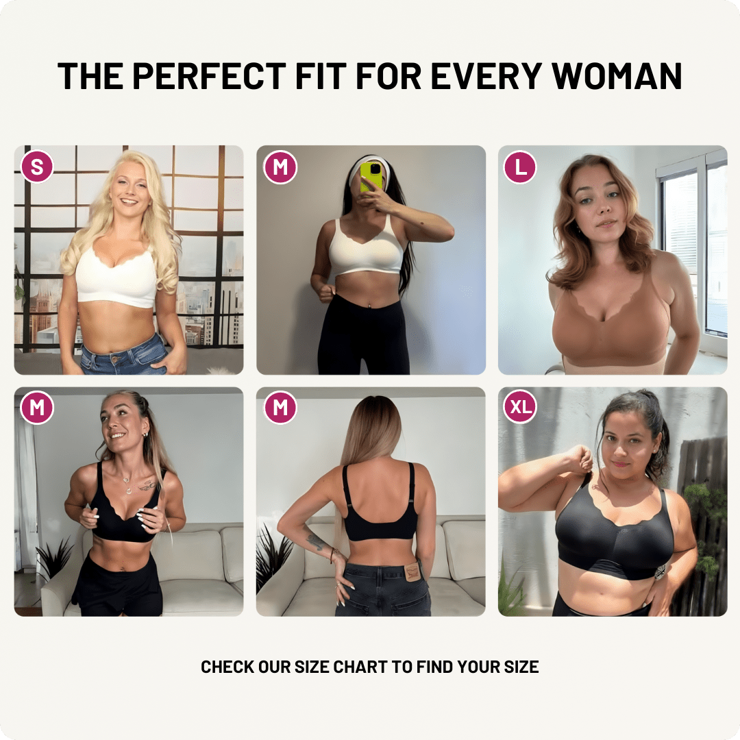 Wireless Scalloped Neckline Push Up Bra - for Black - Available at Bella Bra