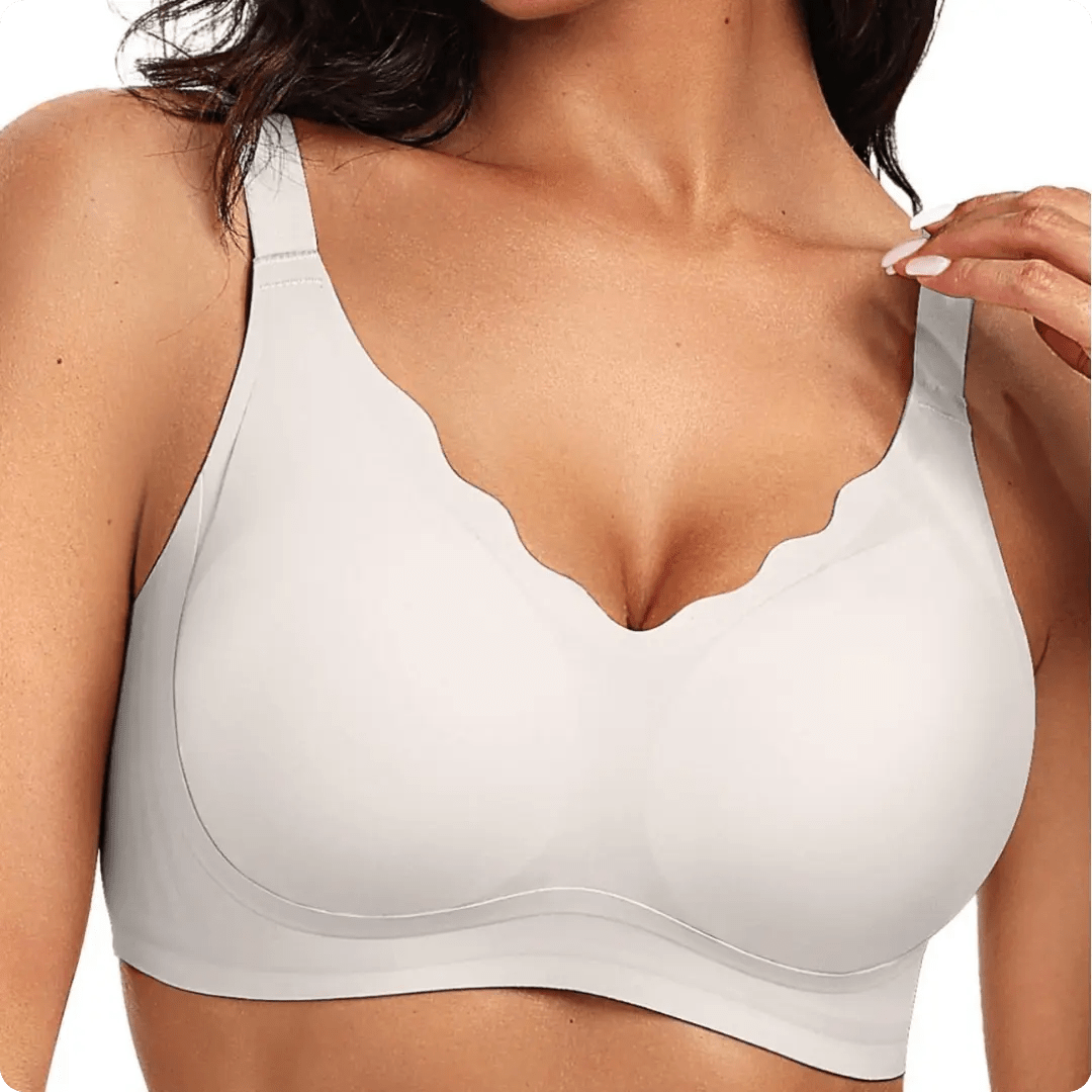 Wireless Scalloped Neckline Push Up Bra - for White - Available at Bella Bra