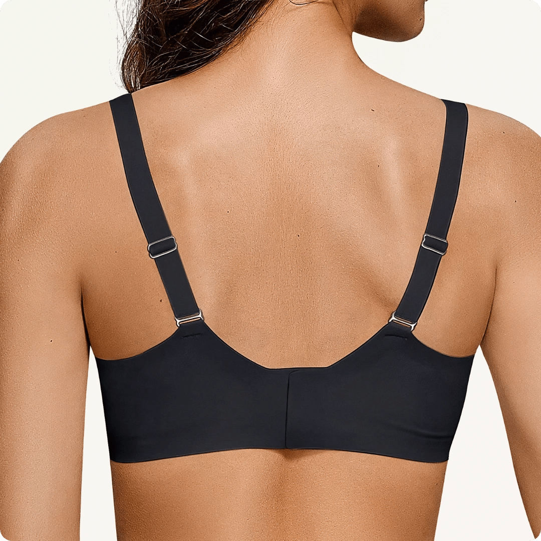 Wireless Scalloped V - Neck Mesh Push Up Bra - for Black - Available at Bella Bra