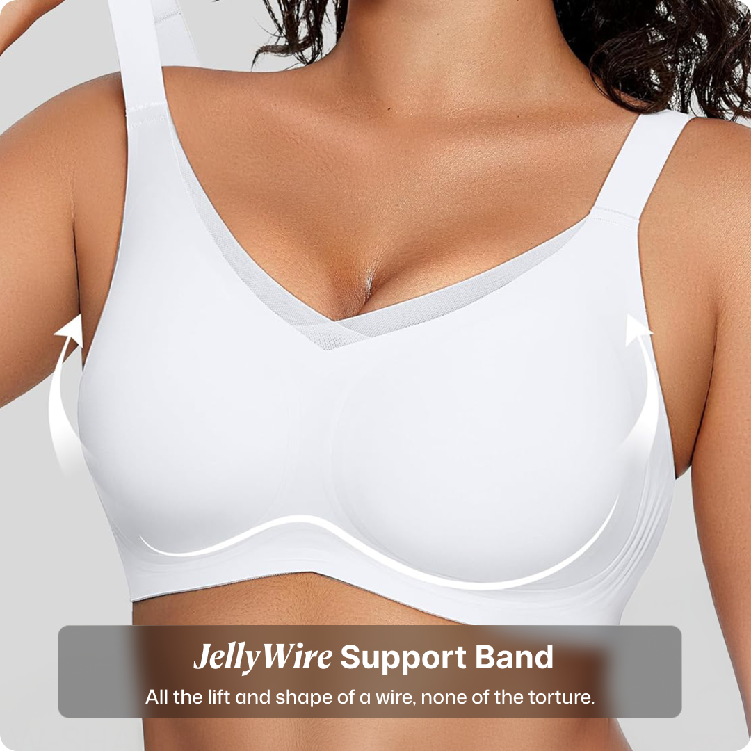 Wireless V-Neck Crossover Mesh Support Bra