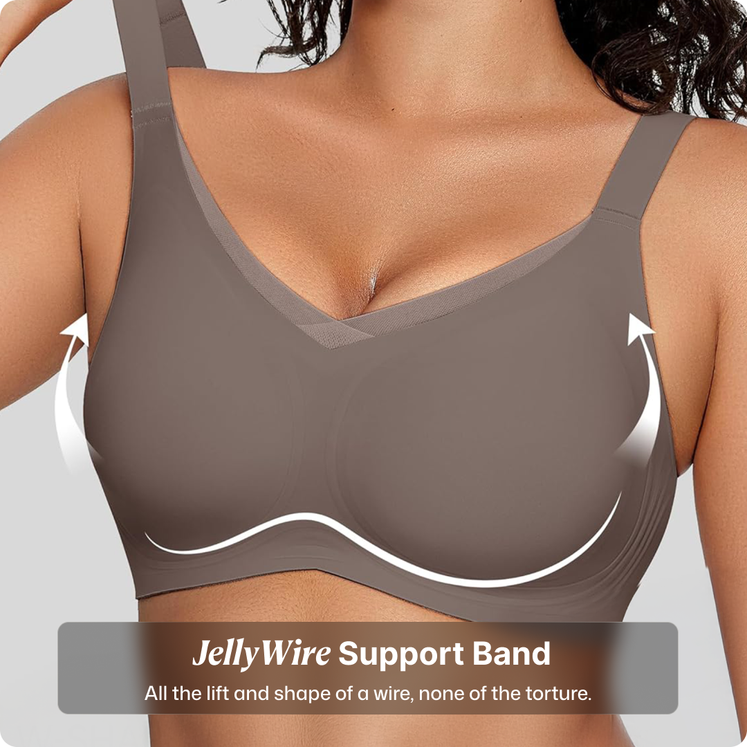 Wireless V-Neck Crossover Mesh Support Bra