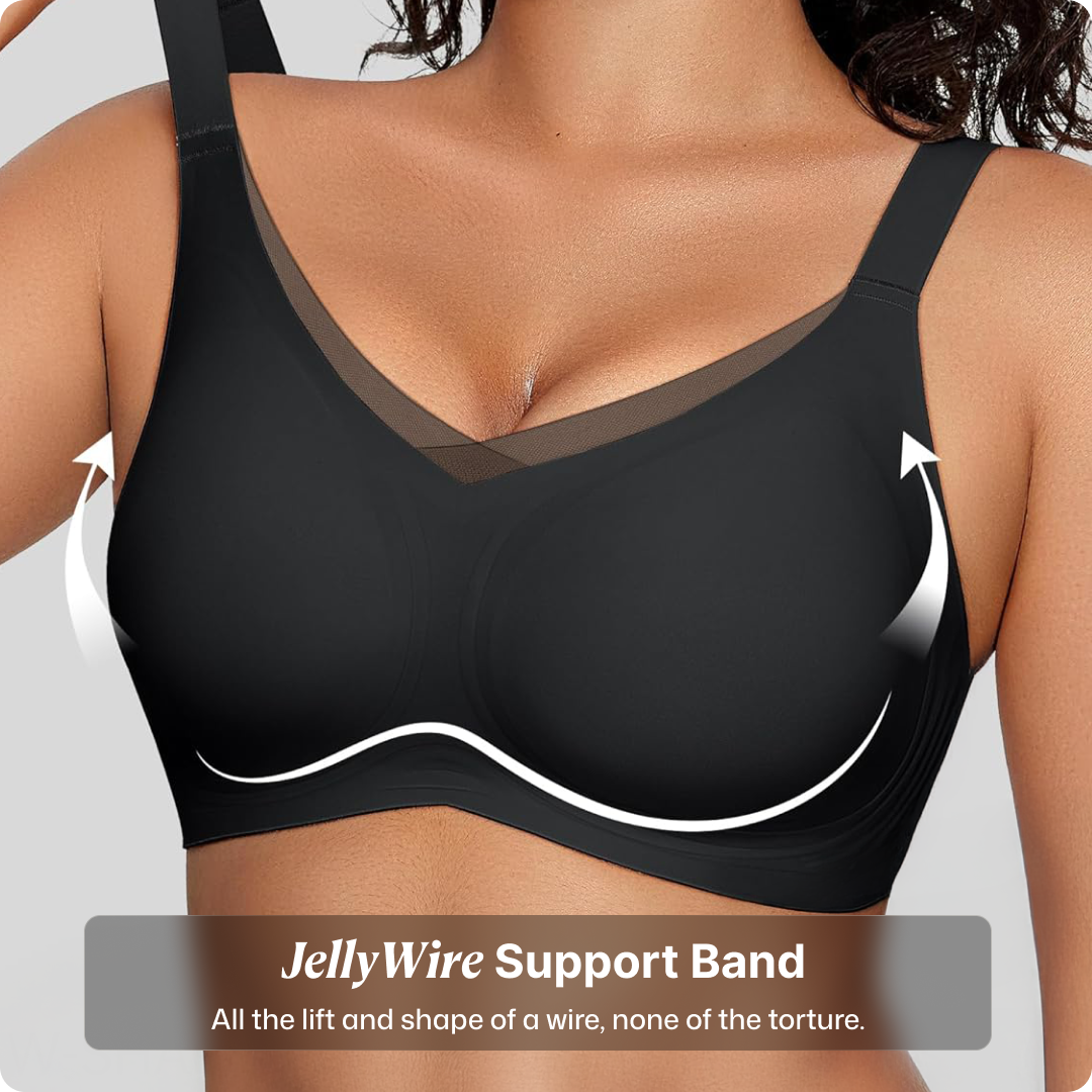 Wireless V-Neck Crossover Mesh Support Bra