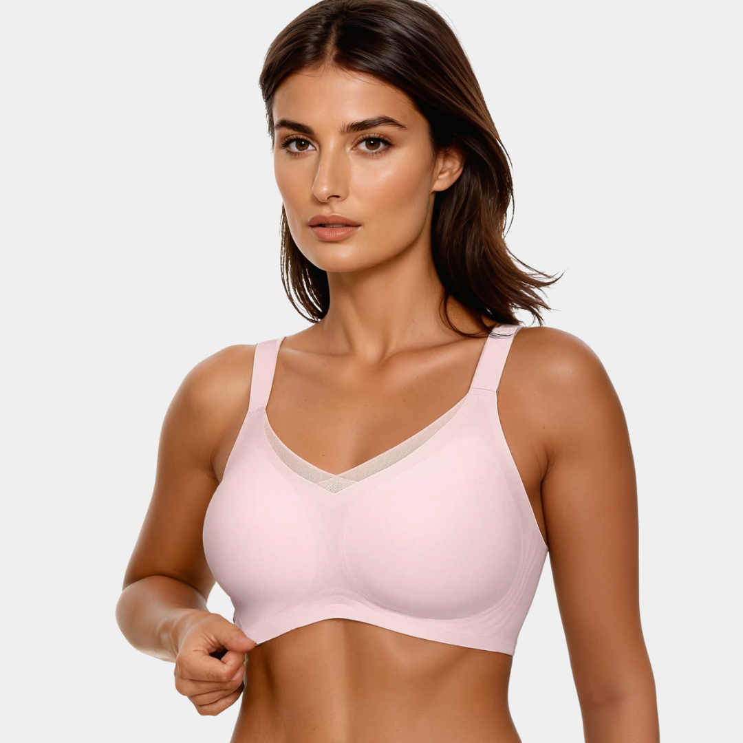 Wireless V-Neck Mesh Support Bra