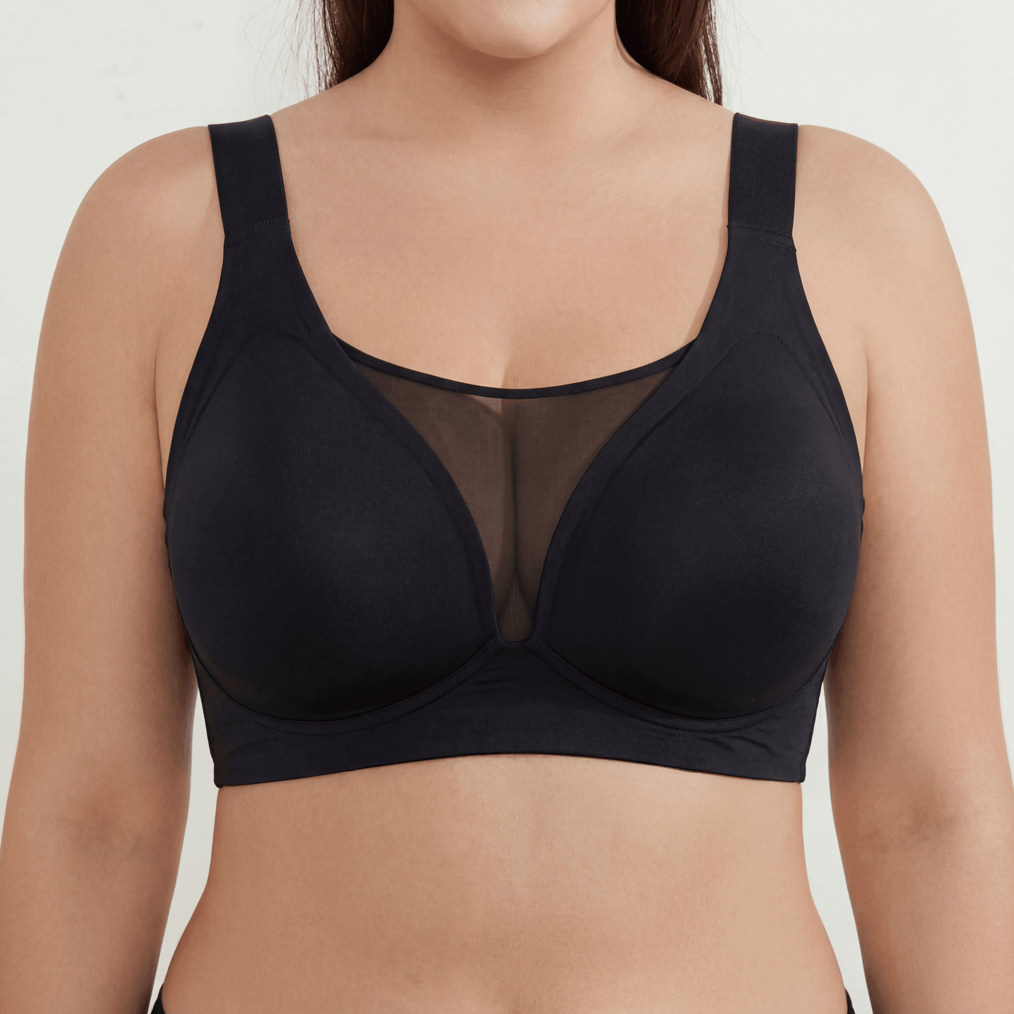 Deep V Mesh Full Coverage Bra - Bra for Black - Available at Bella Bra