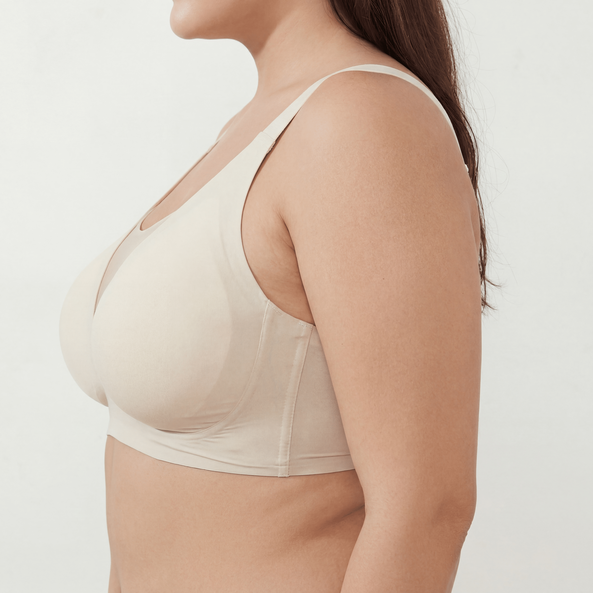 Deep V Mesh Full Coverage Bra - Bra for Nude - Available at Bella Bra