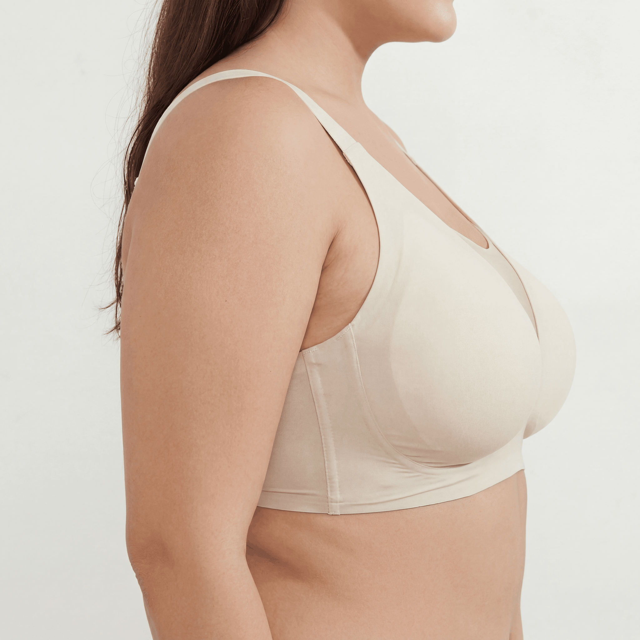 Deep V Mesh Full Coverage Bra - Bra for Nude - Available at Bella Bra