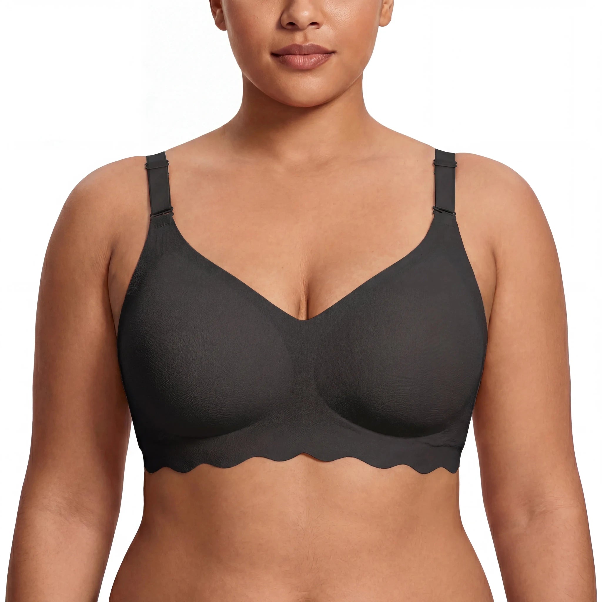 Scalloped Band Comfort Bra - Bra for Black - Available at Bella Bra