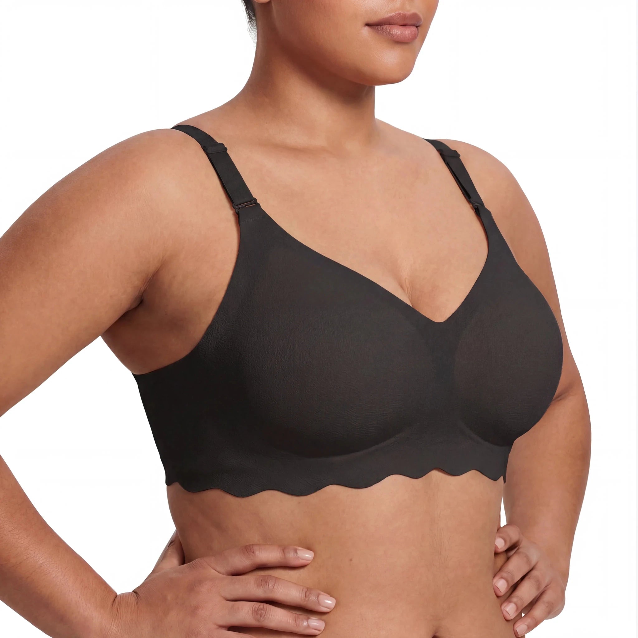 Scalloped Band Comfort Bra - Bra for Black - Available at Bella Bra
