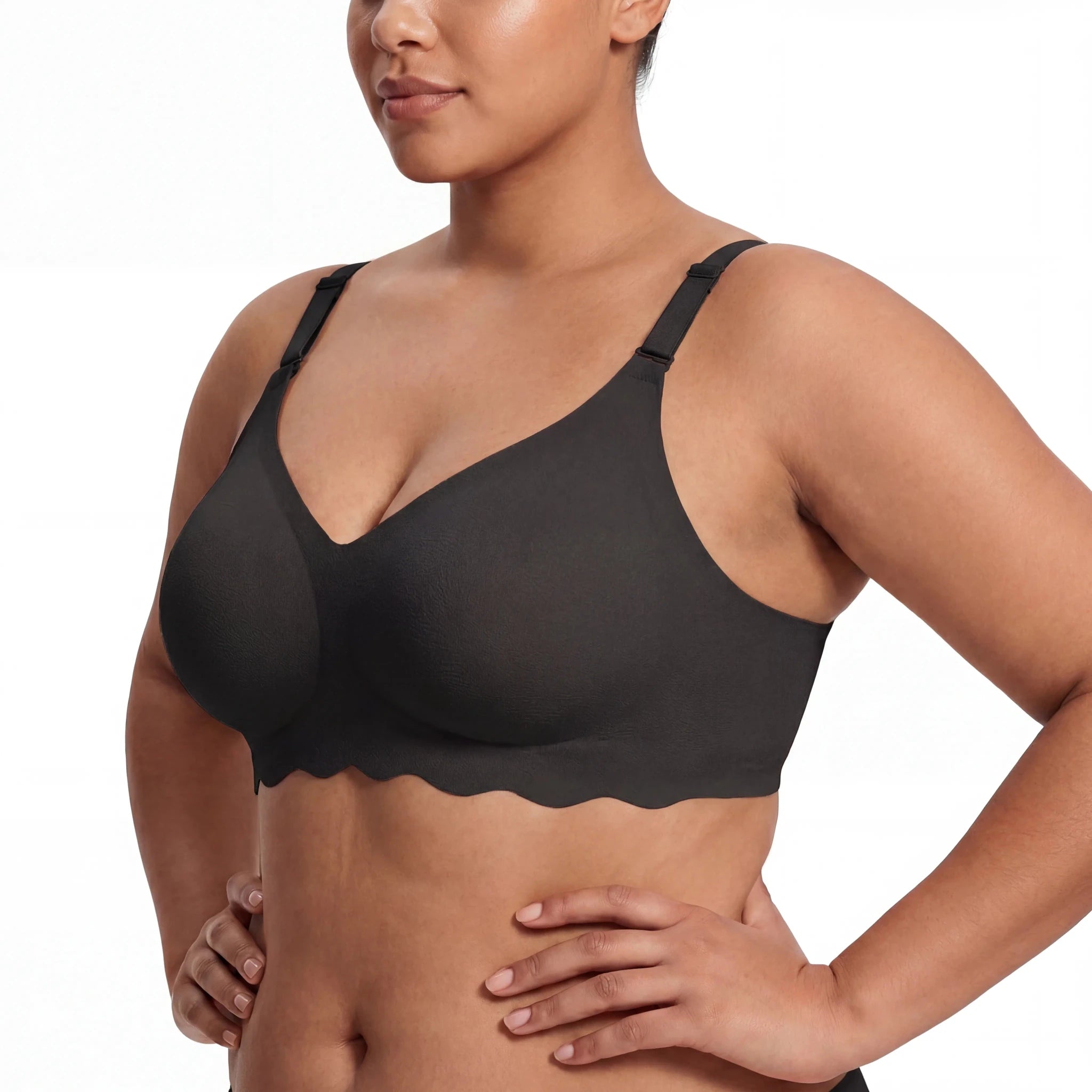 Scalloped Band Comfort Bra - Bra for Black - Available at Bella Bra
