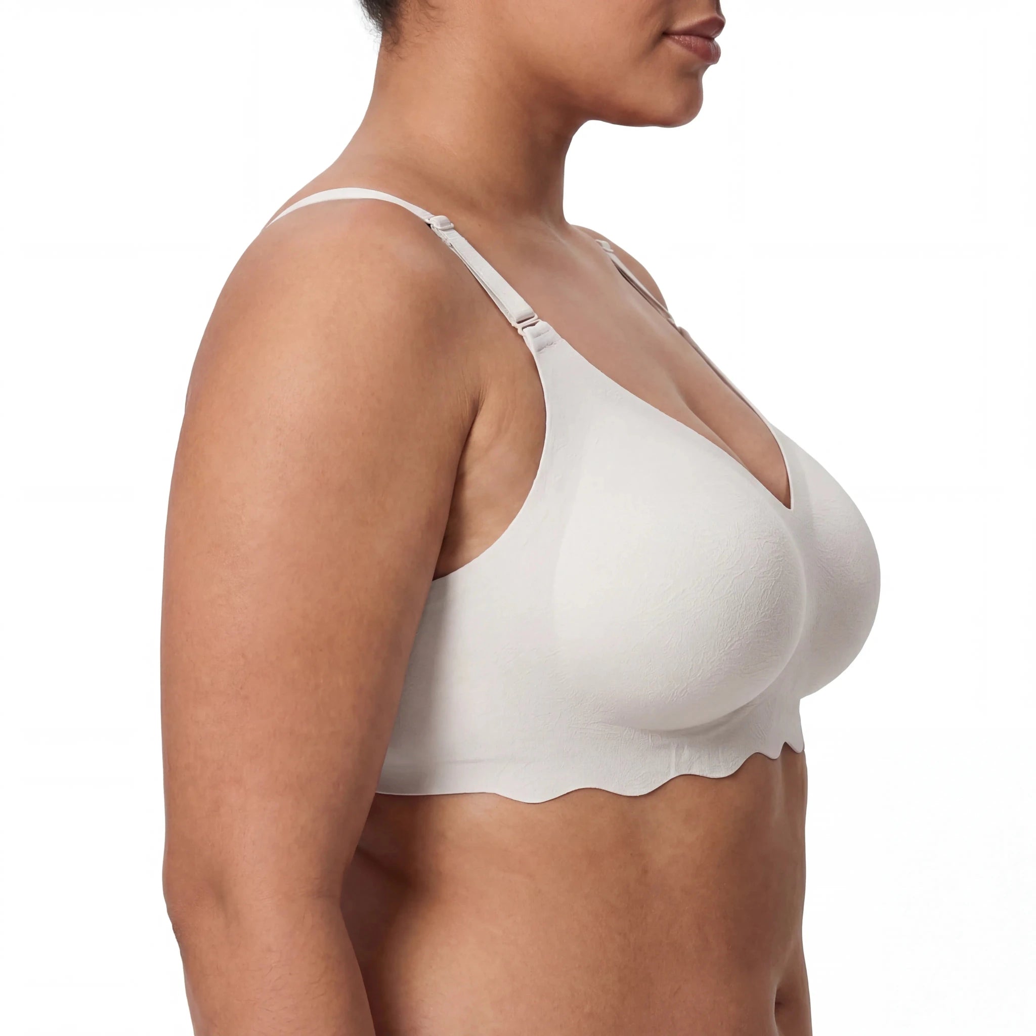 Scalloped Band Comfort Bra - Bra for White - Available at Bella Bra